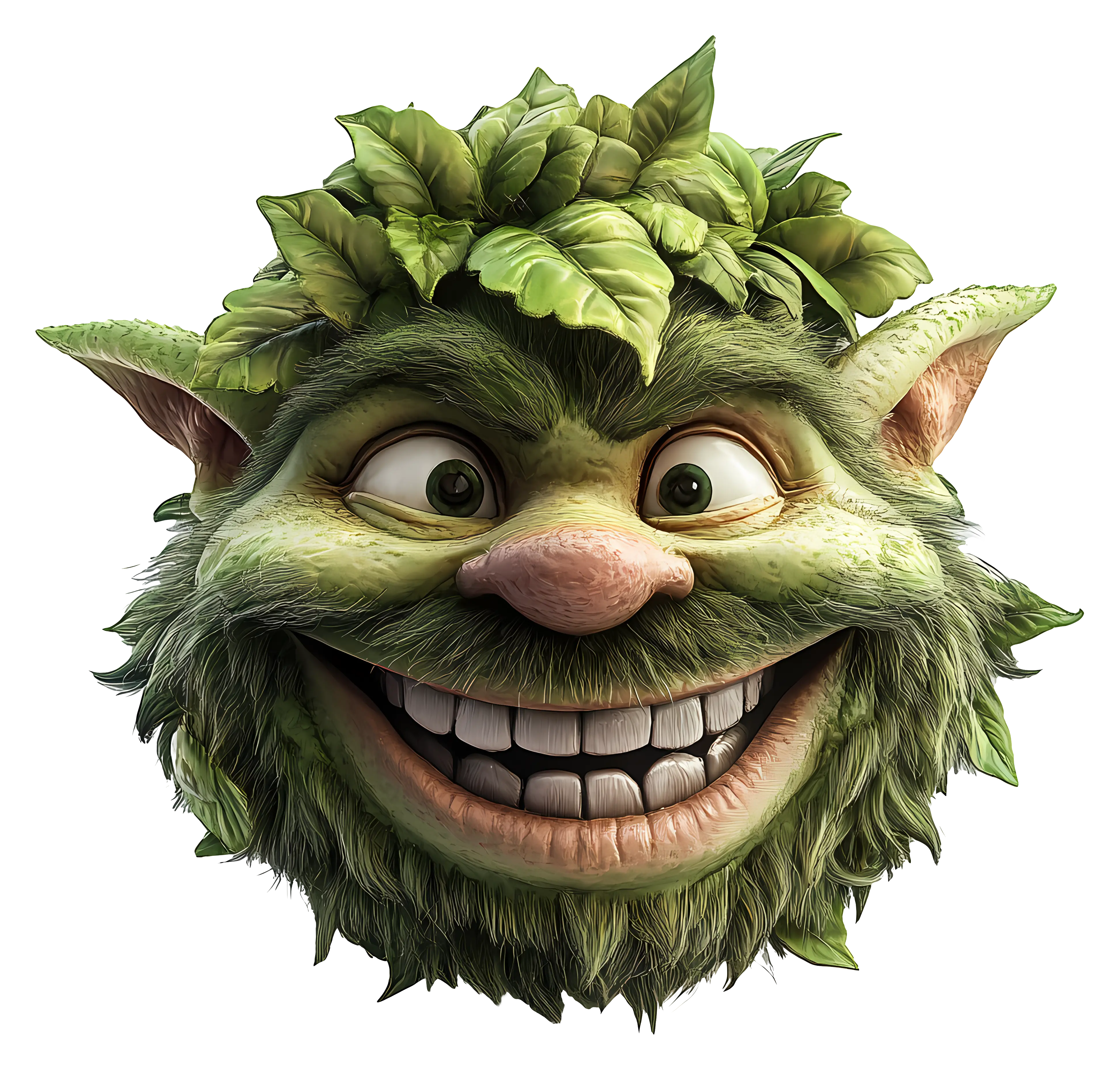 Green Leafy Creature with Big Smile