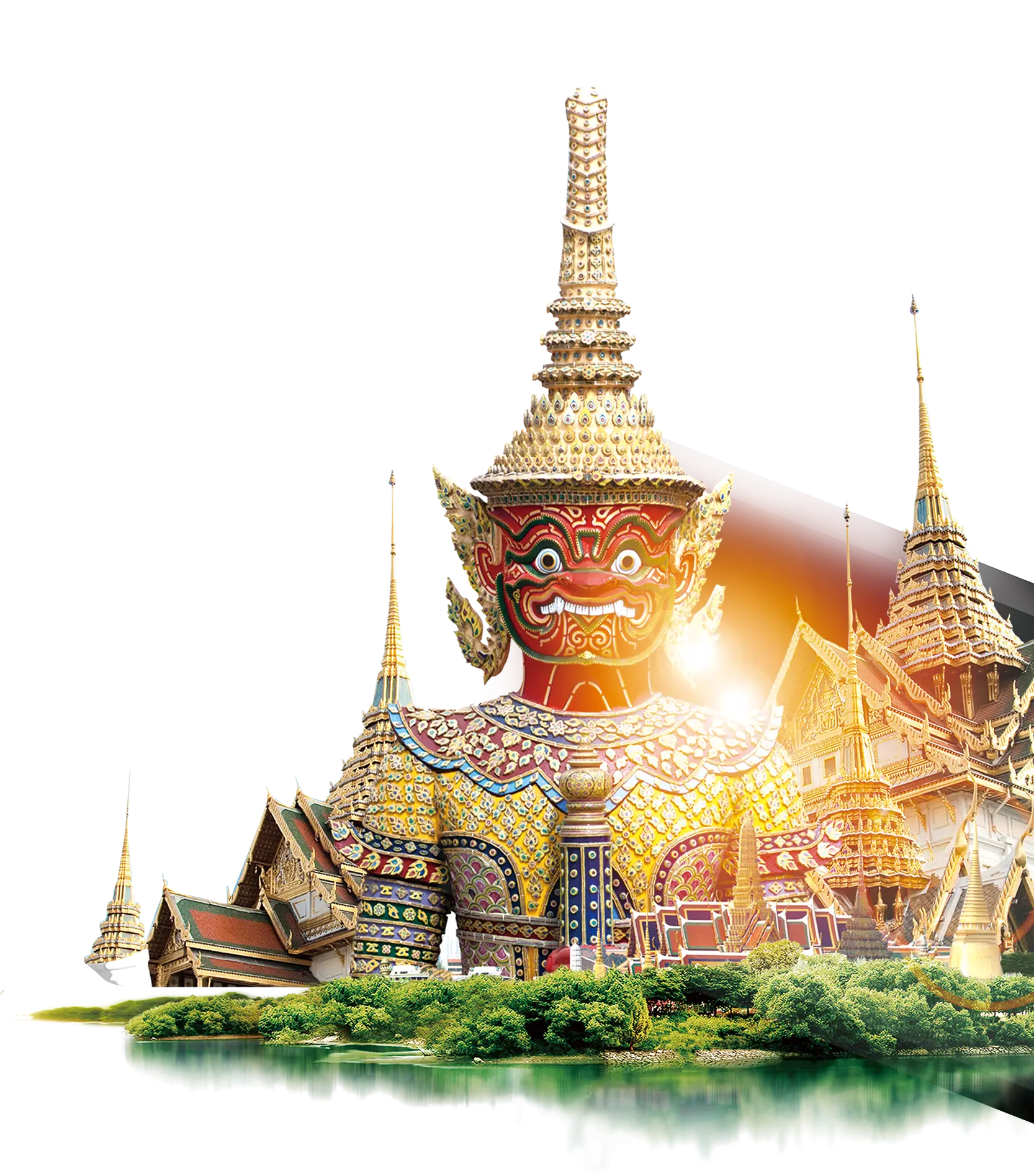 Colorful Temple with Statue