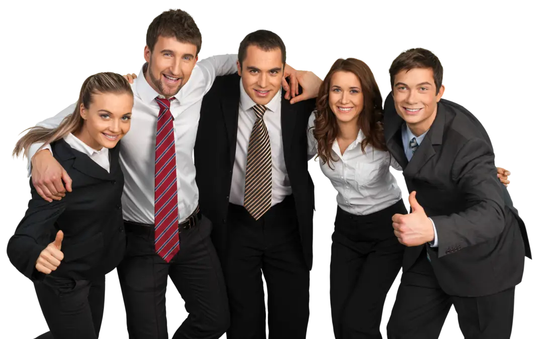 Team of Professionals in Formal Attire Posing Together