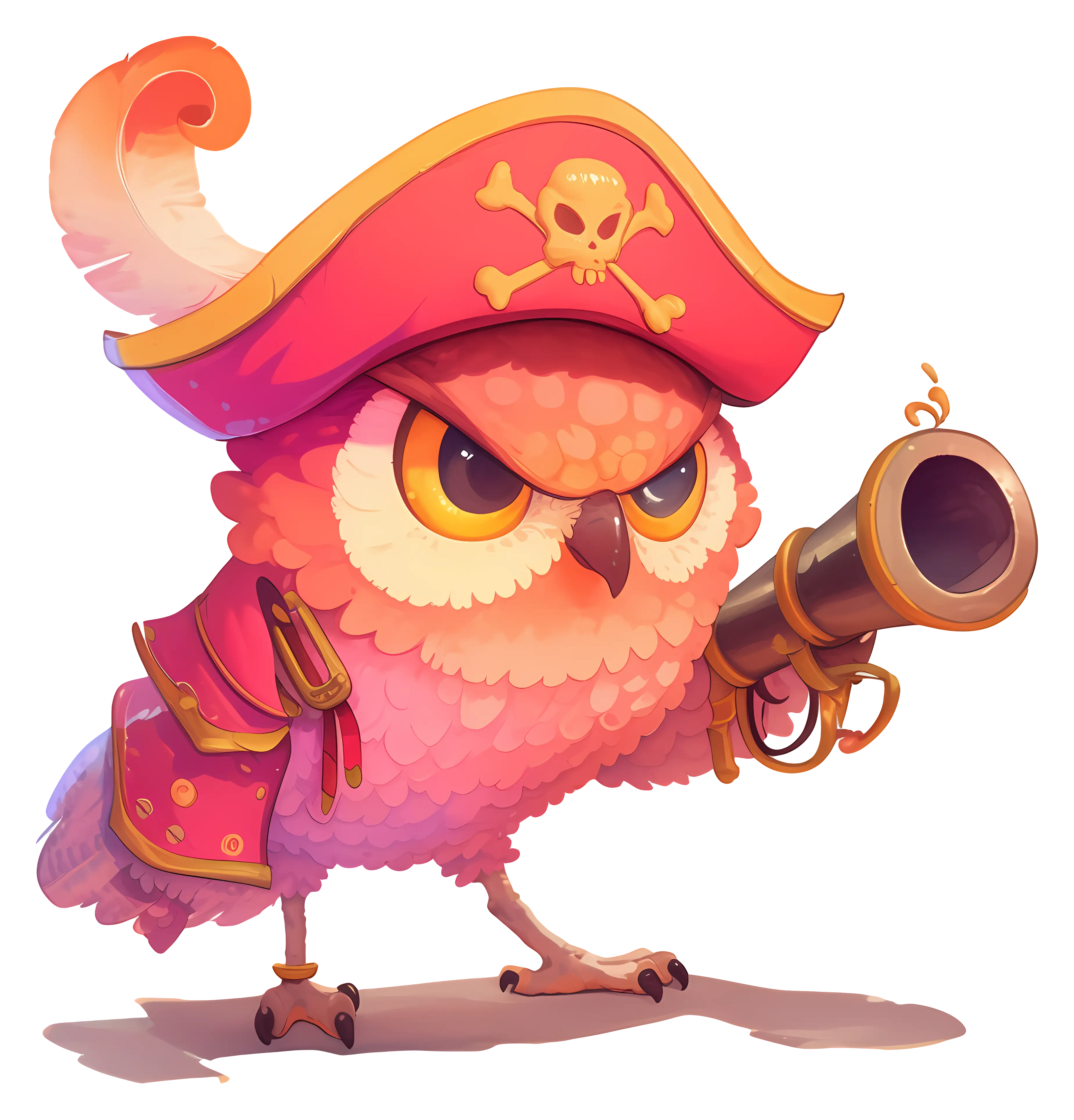 Pirate Owl with a Cannon