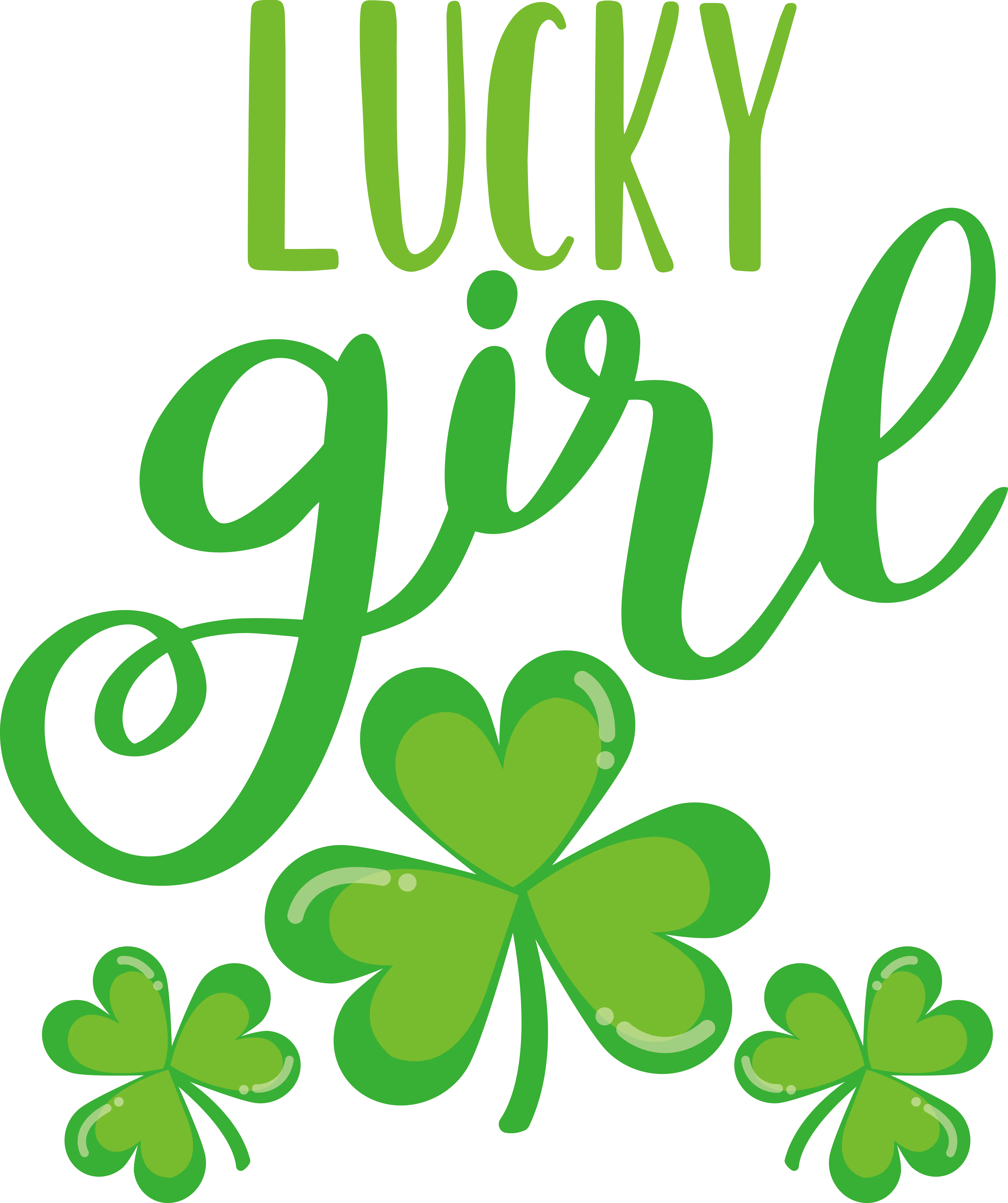 Lucky Girl with Green Shamrocks