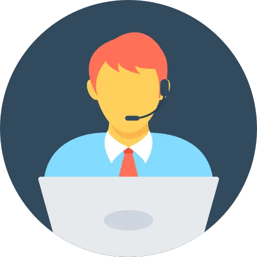 Customer Service Icon with Headset and Laptop