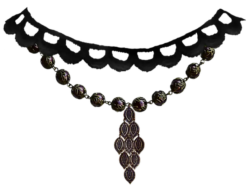 Elegant Black Beaded Lace Necklace