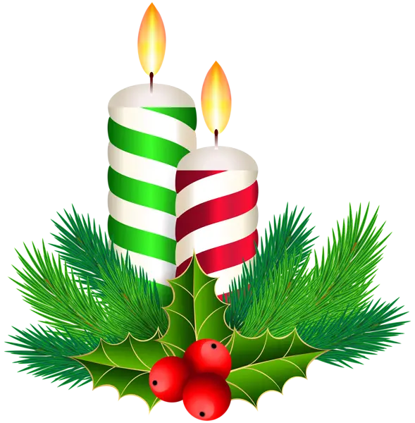 Christmas Candles with Holly and Pine Decor