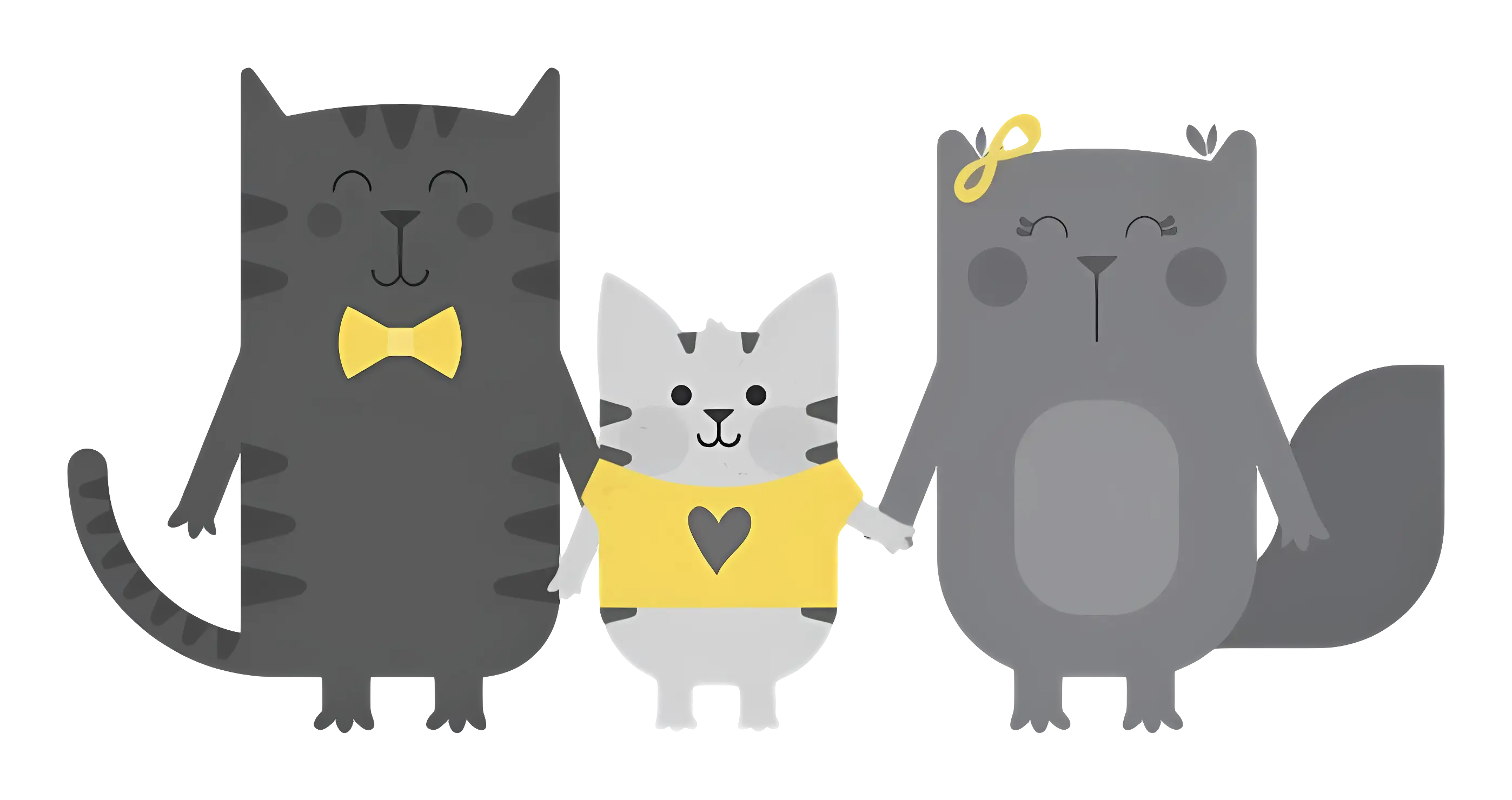 Cute Cartoon Cats Family