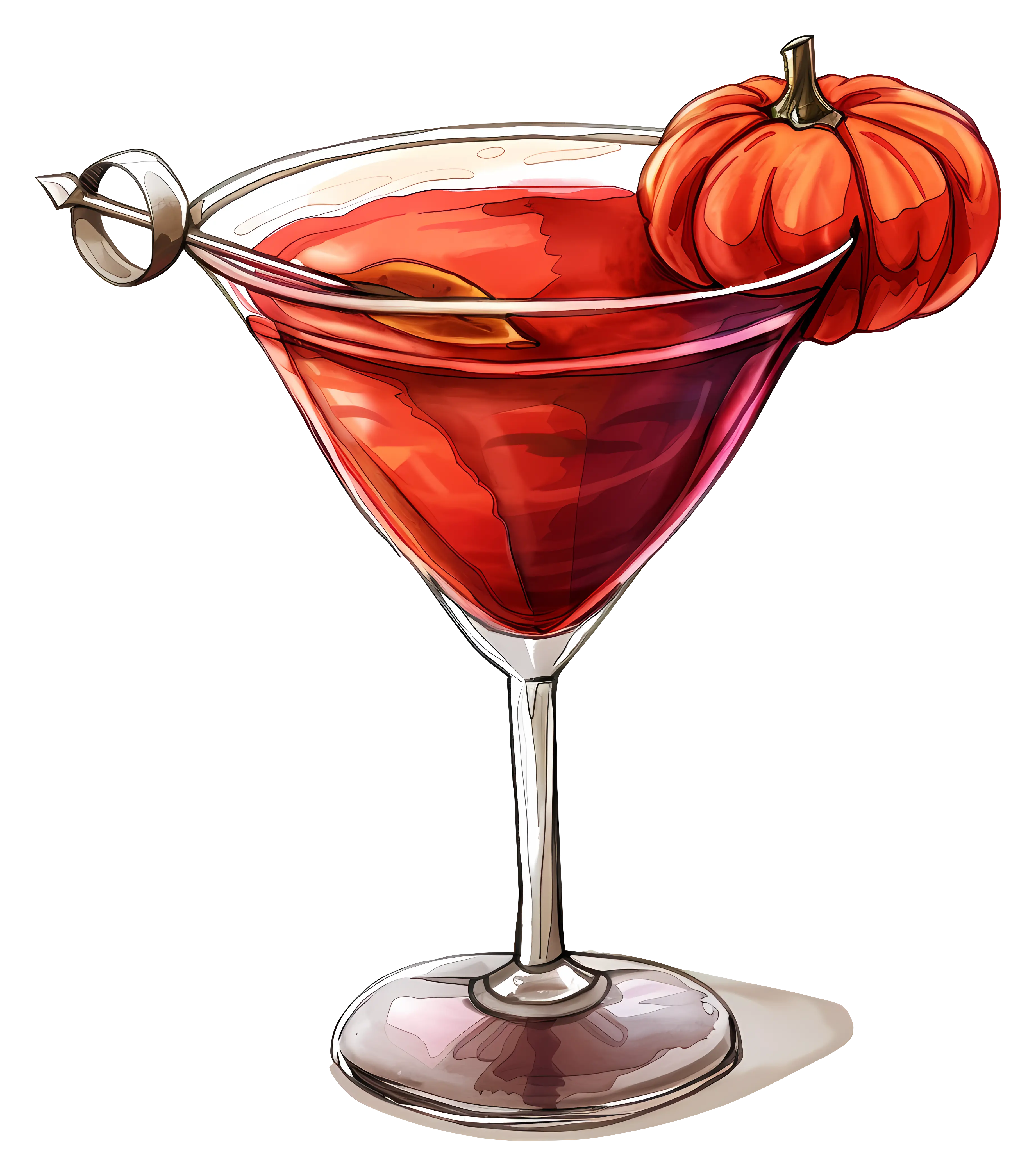 Festive Cocktail with Pumpkin Decoration