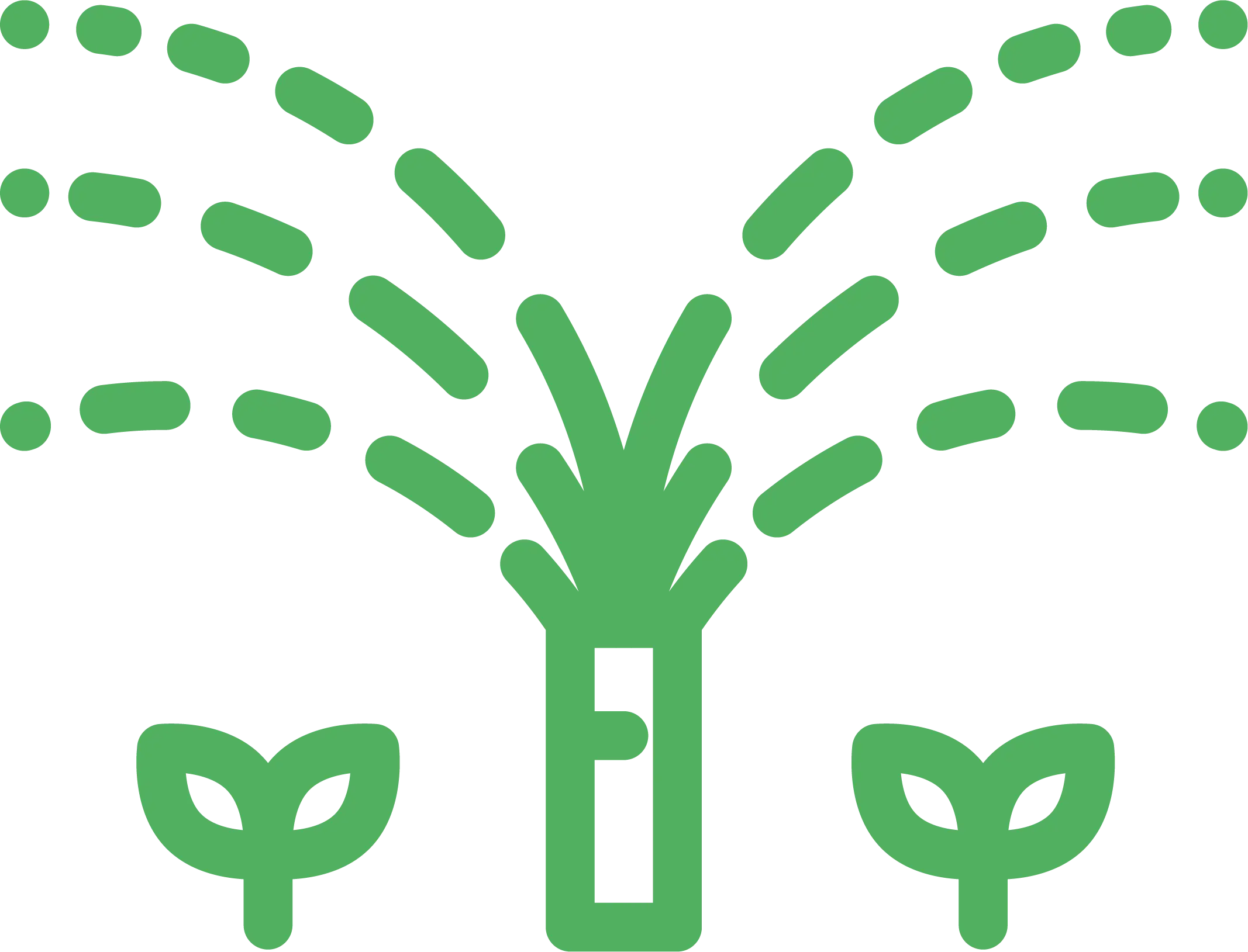 Green Sprinkler Watering Plants