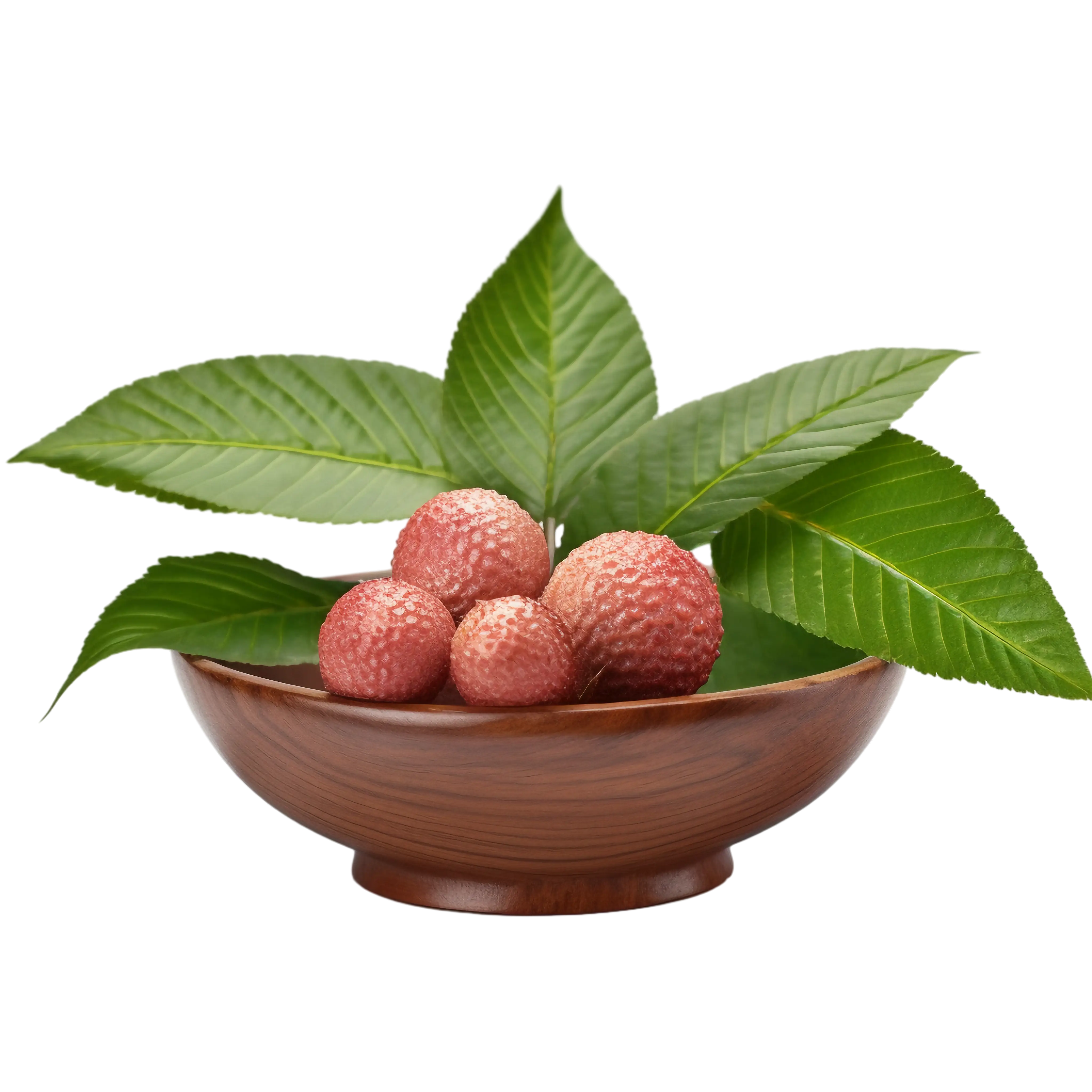 Fresh Lychee in Wooden Bowl