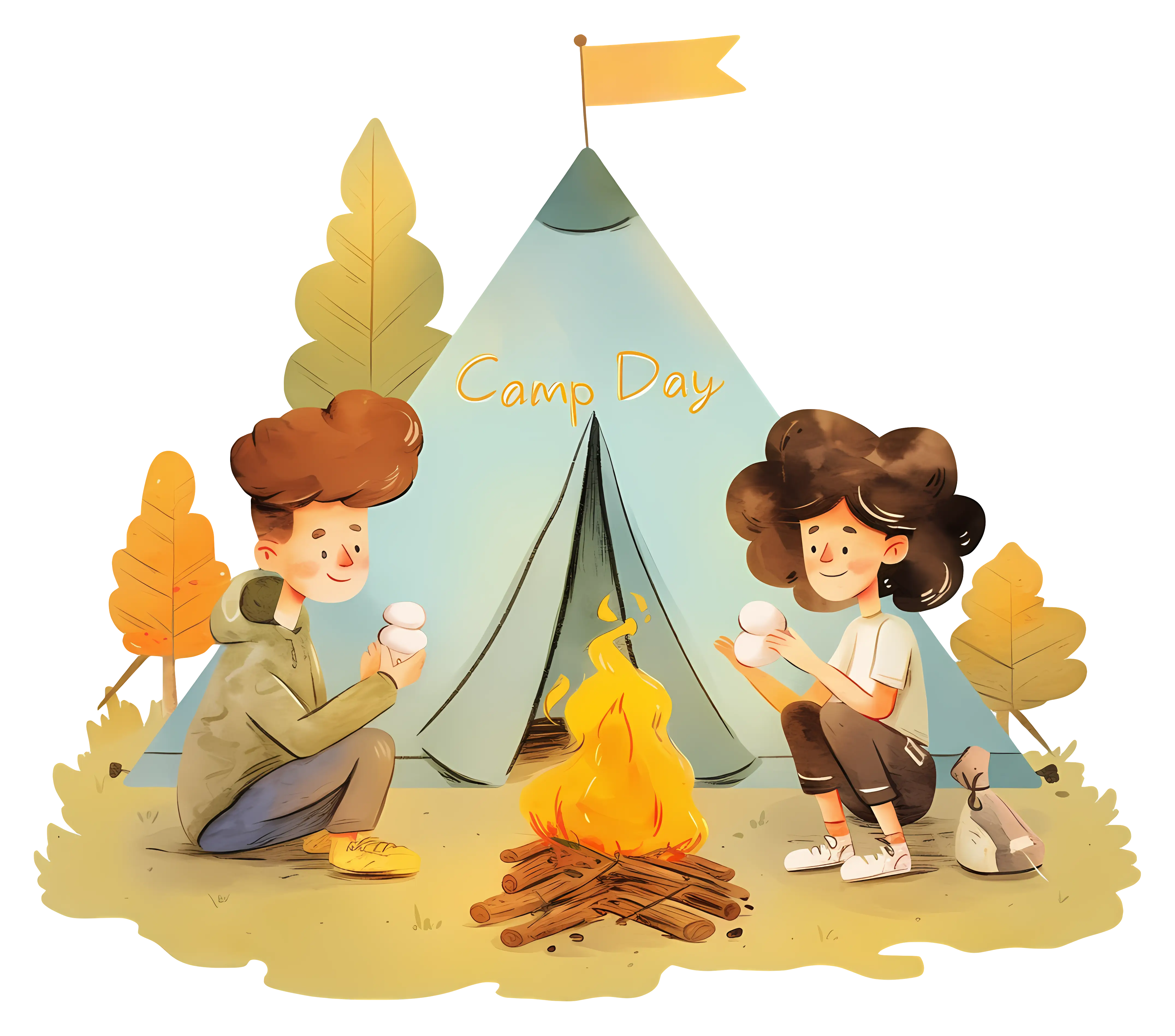 Children Camping Illustration for Camp Day