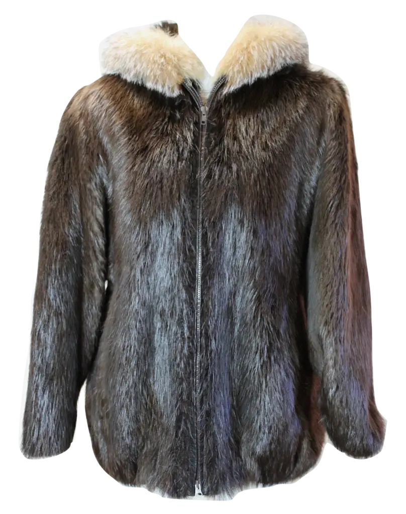 Brown Fur Coat with Hood