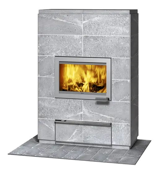 Modern Stone Fireplace with Flames