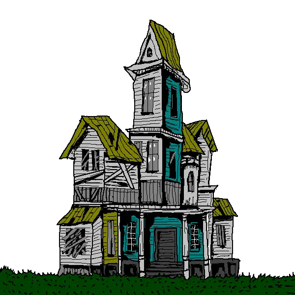 Haunted House Illustration with Spooky Details