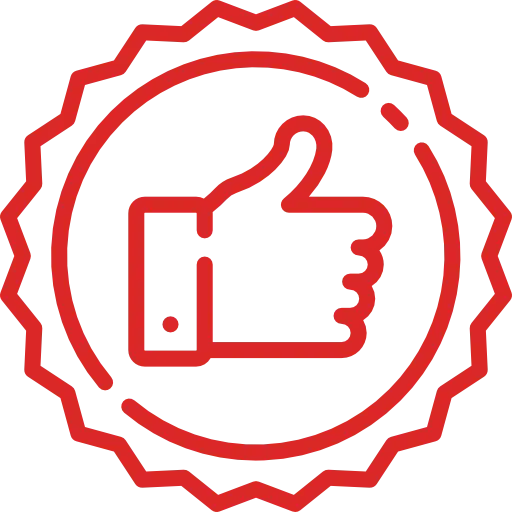 Red Approval Symbol in Badge Design