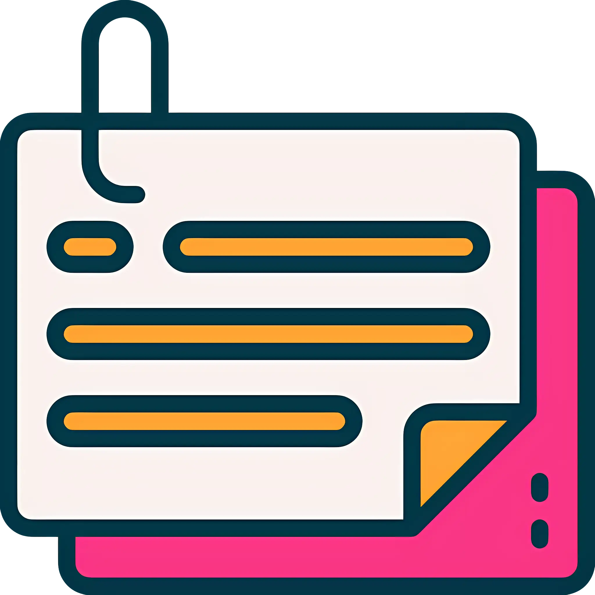 Document with Clip in Flat Cartoon Style