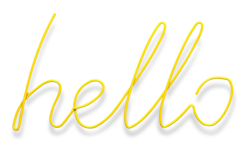Yellow &#039;Hello&#039; Handwritten Text Art