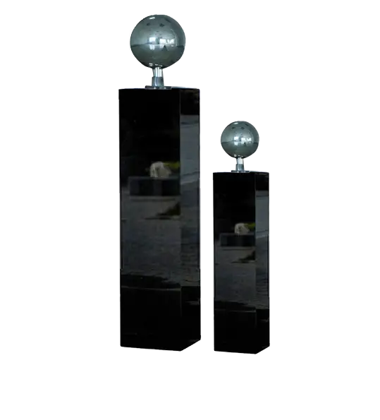 Modern Black Pedestals with Spheres