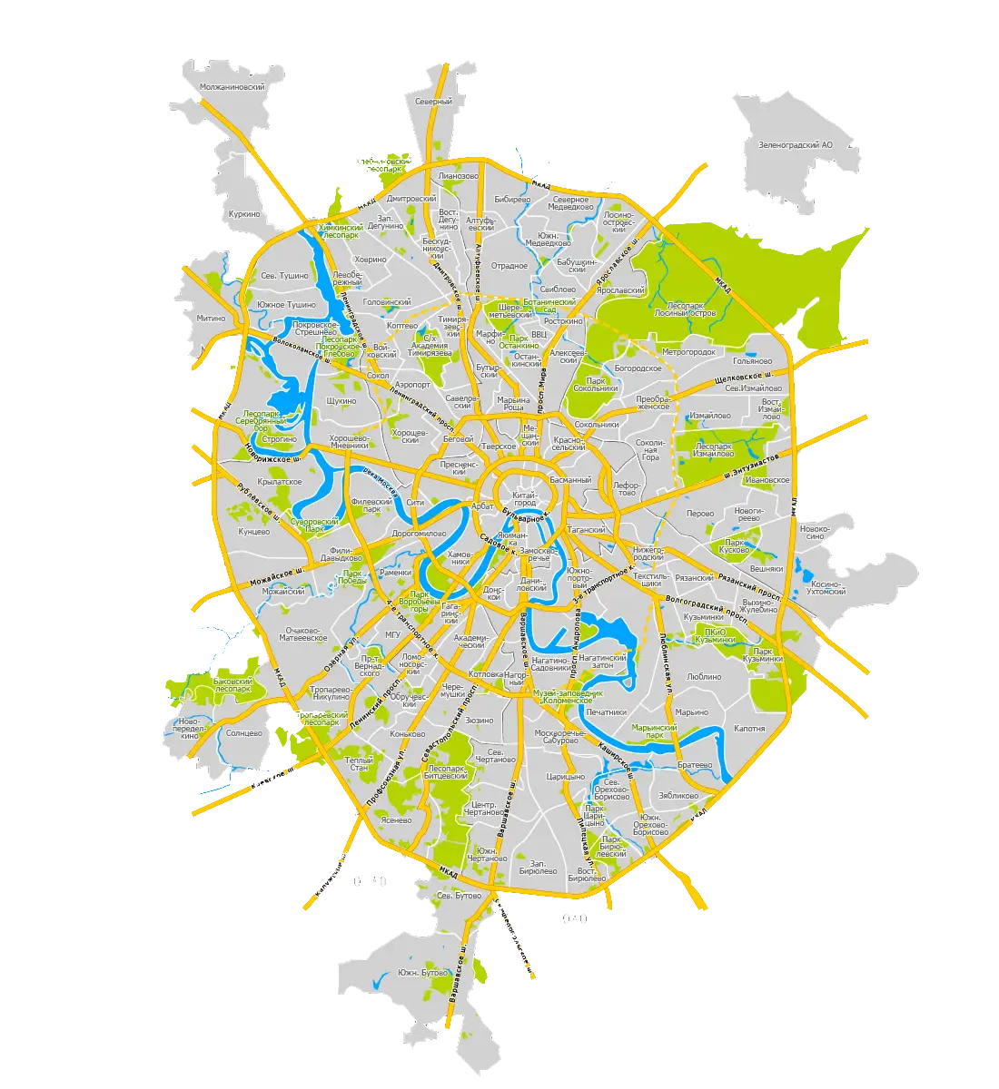 Detailed City Map with Roads and Rivers