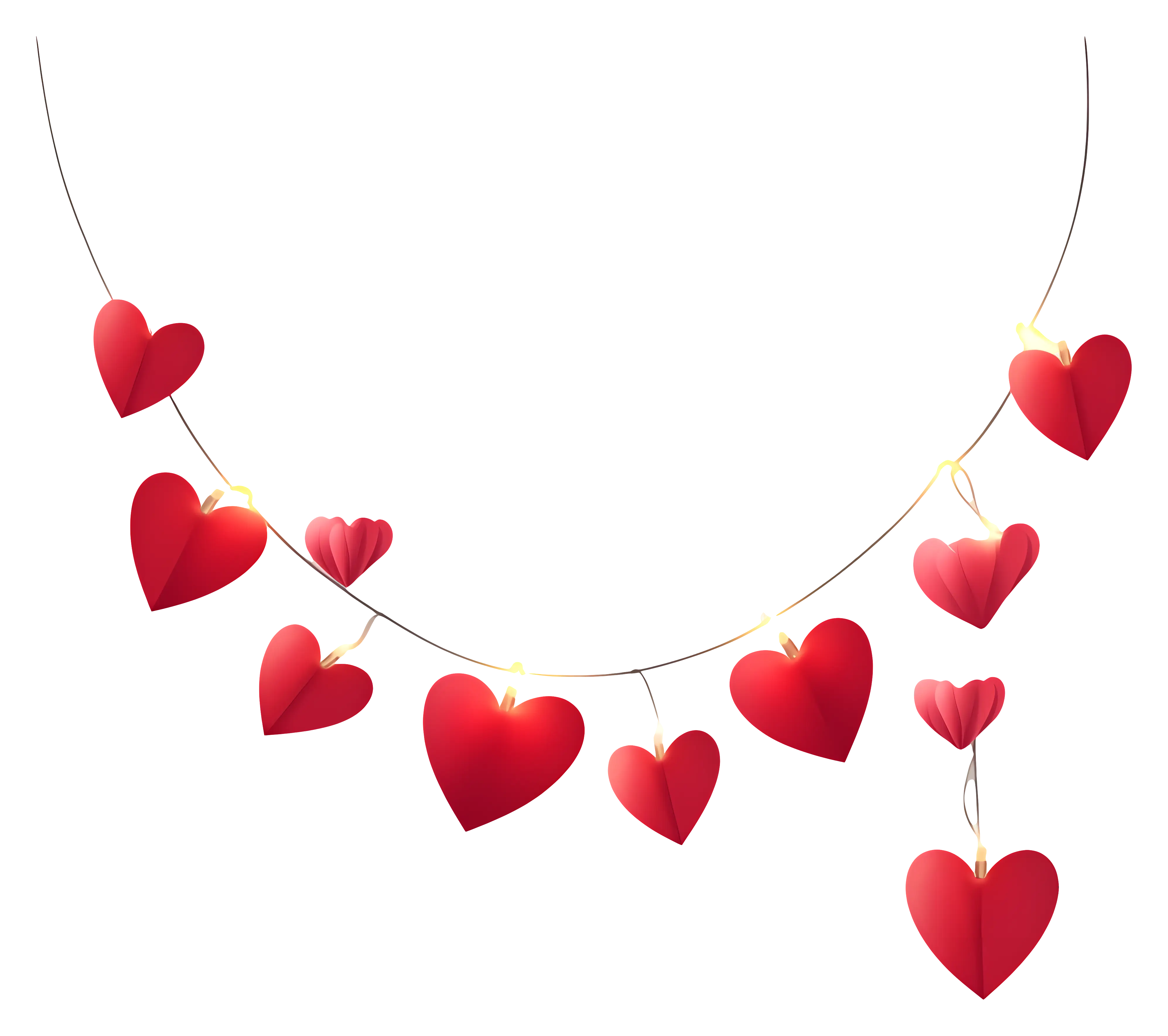 Red Heart Garland Illustration for Valentine&#039;s Day