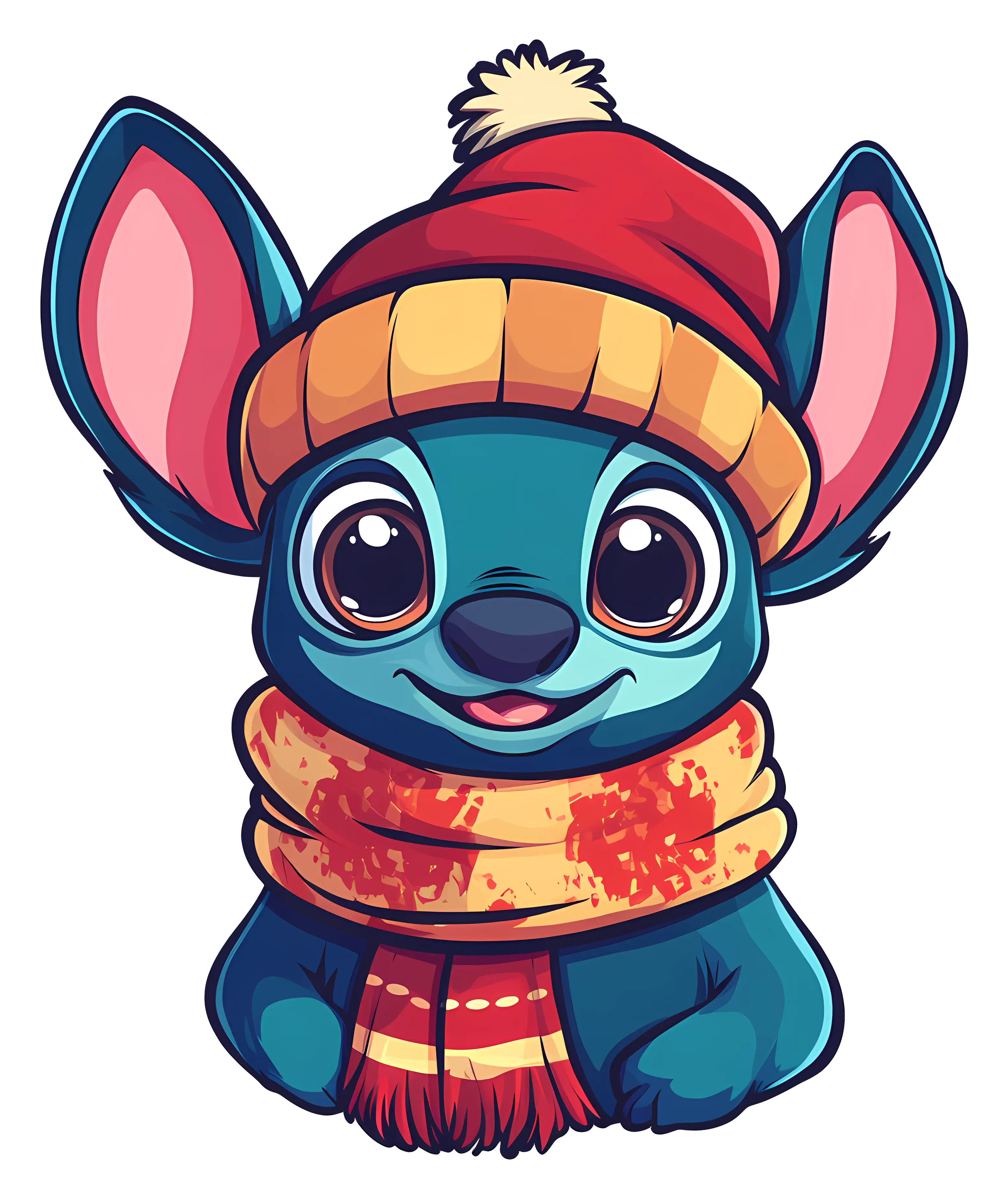 Blue Creature in Winter Attire