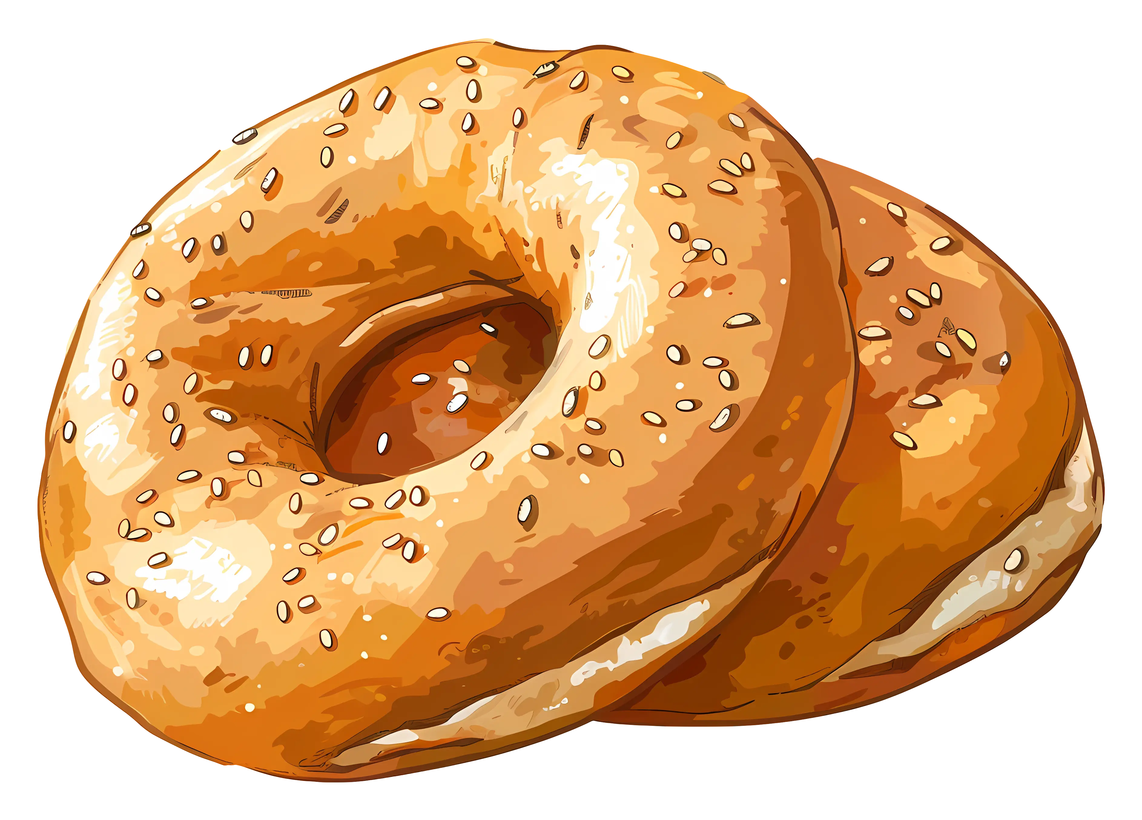 Bagels with Sesame Seeds Illustration