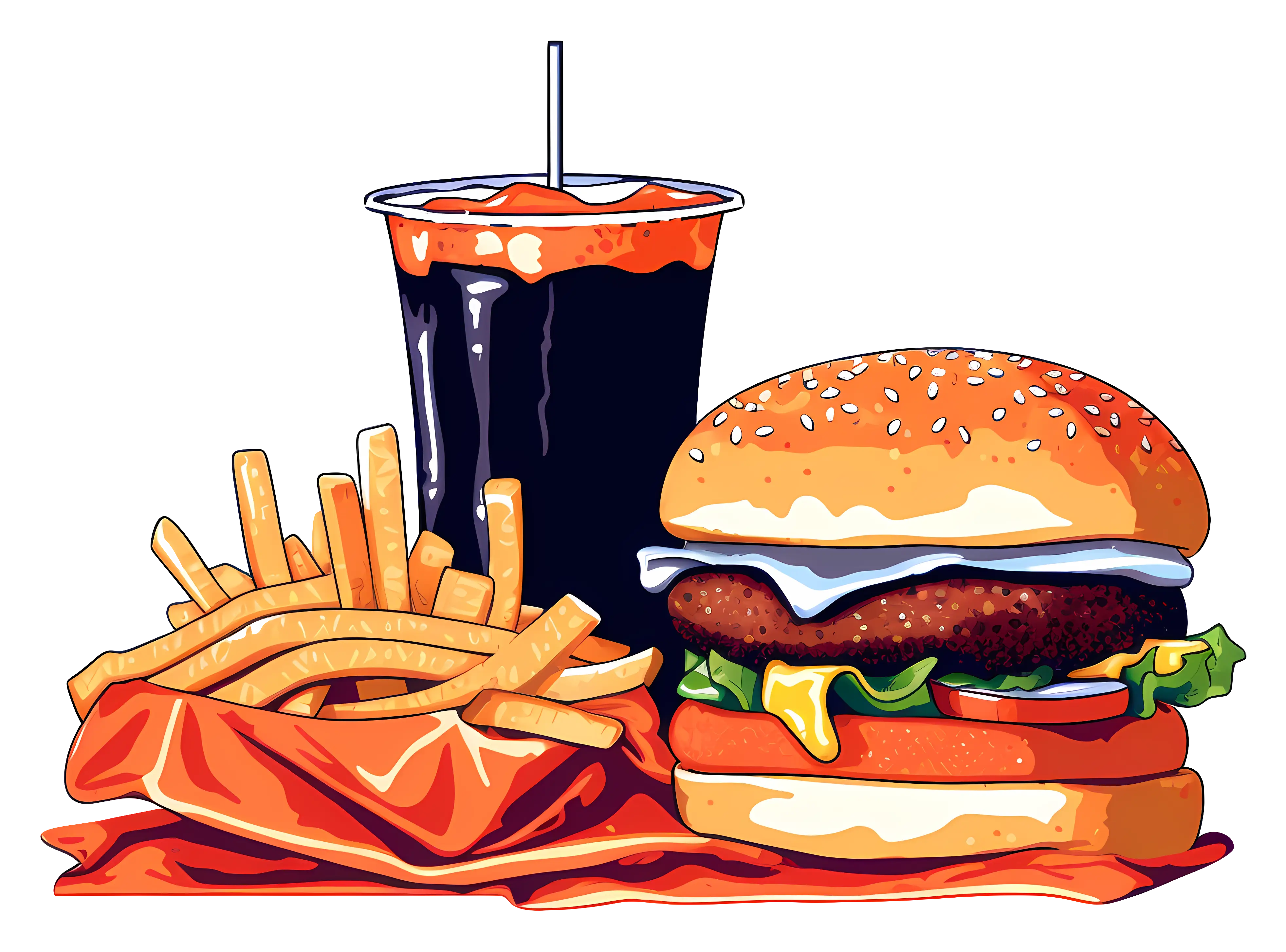Burger, Fries, and Cola