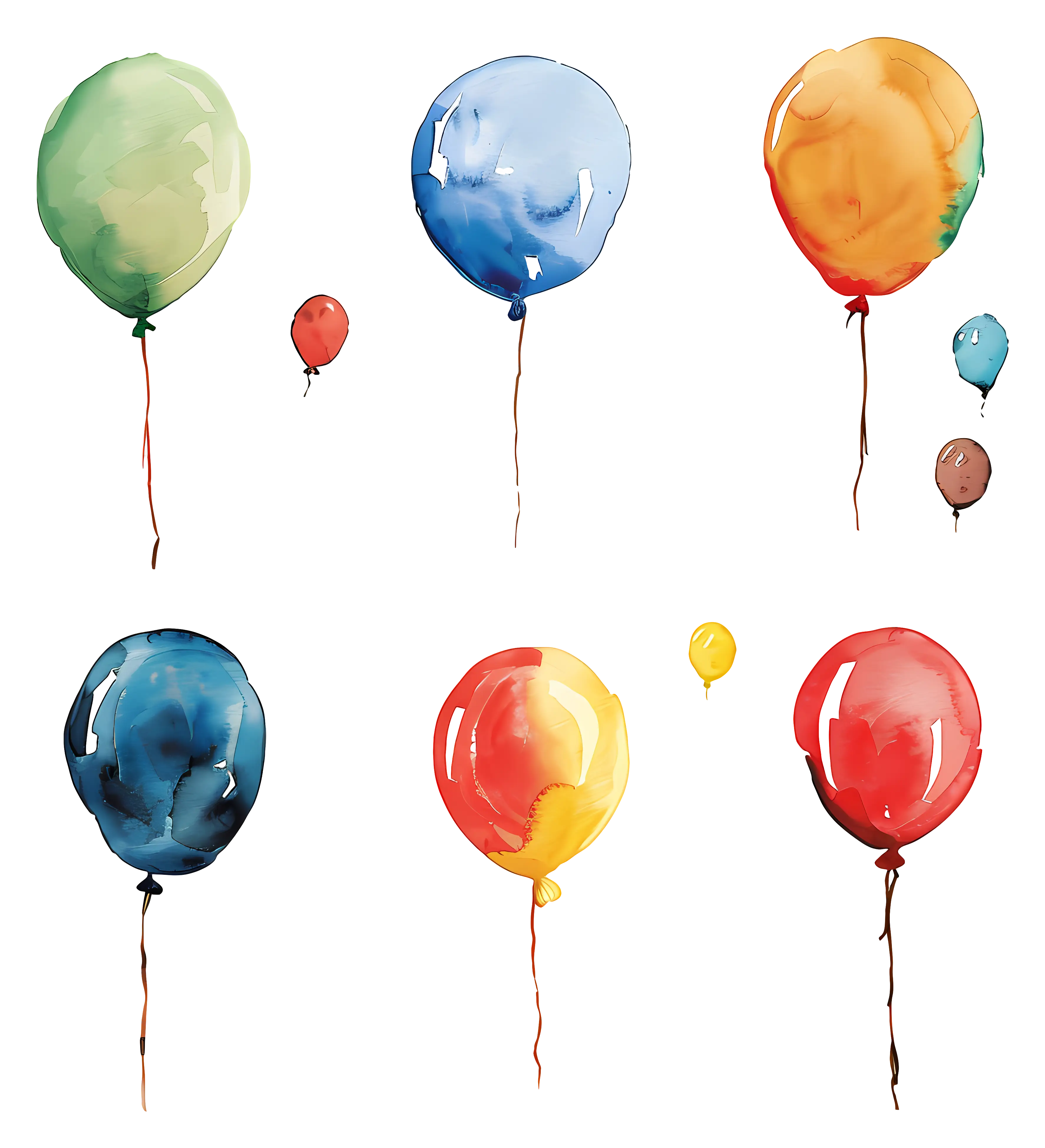 Colorful Watercolor Balloons for Celebrations and Events