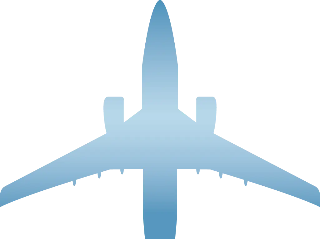 Blue Silhouette of Airplane for Travel and Aviation Design