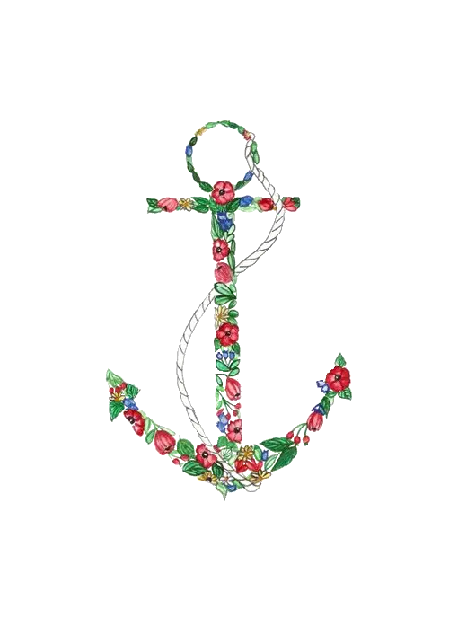 Floral Nautical Anchor Illustration