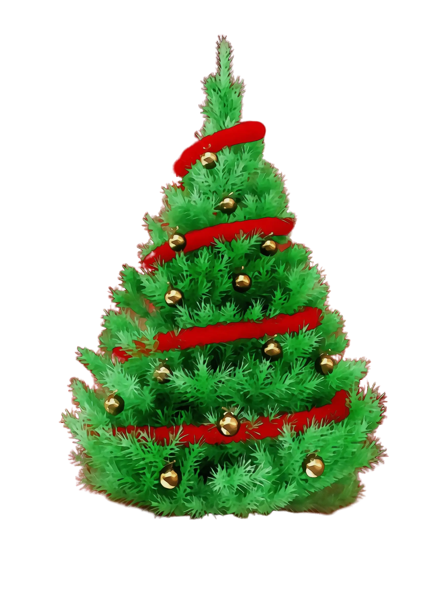 Decorated Christmas Tree with Baubles and Ribbons