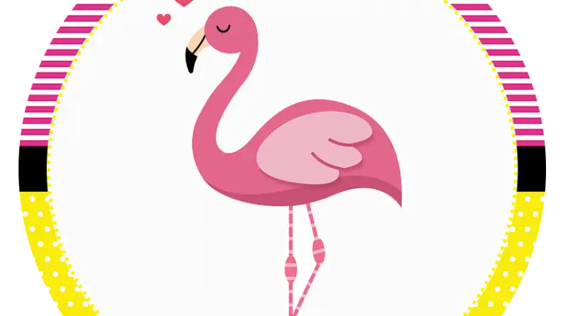 Pink Flamingo with Hearts