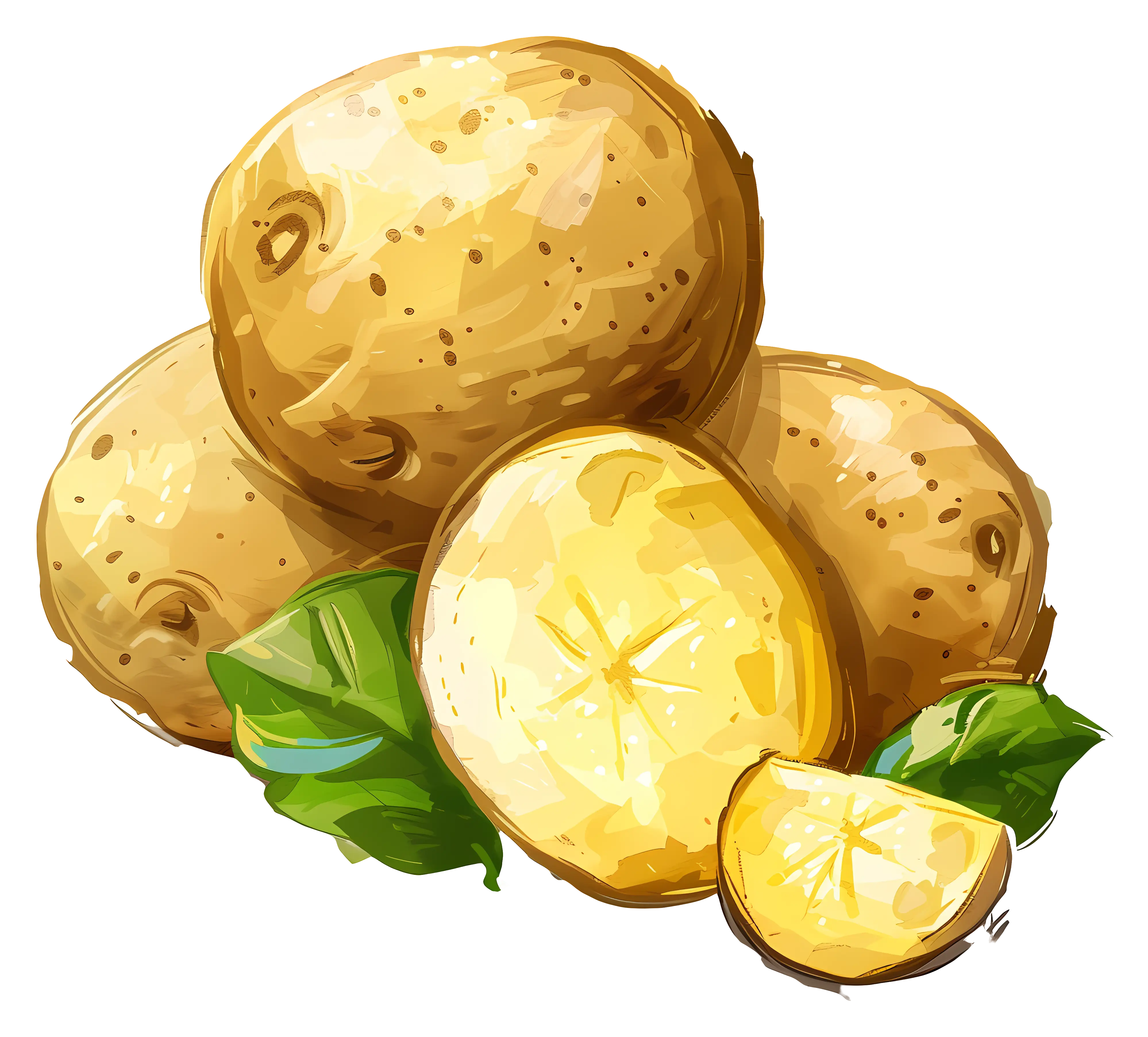 Fresh Whole and Sliced Potatoes
