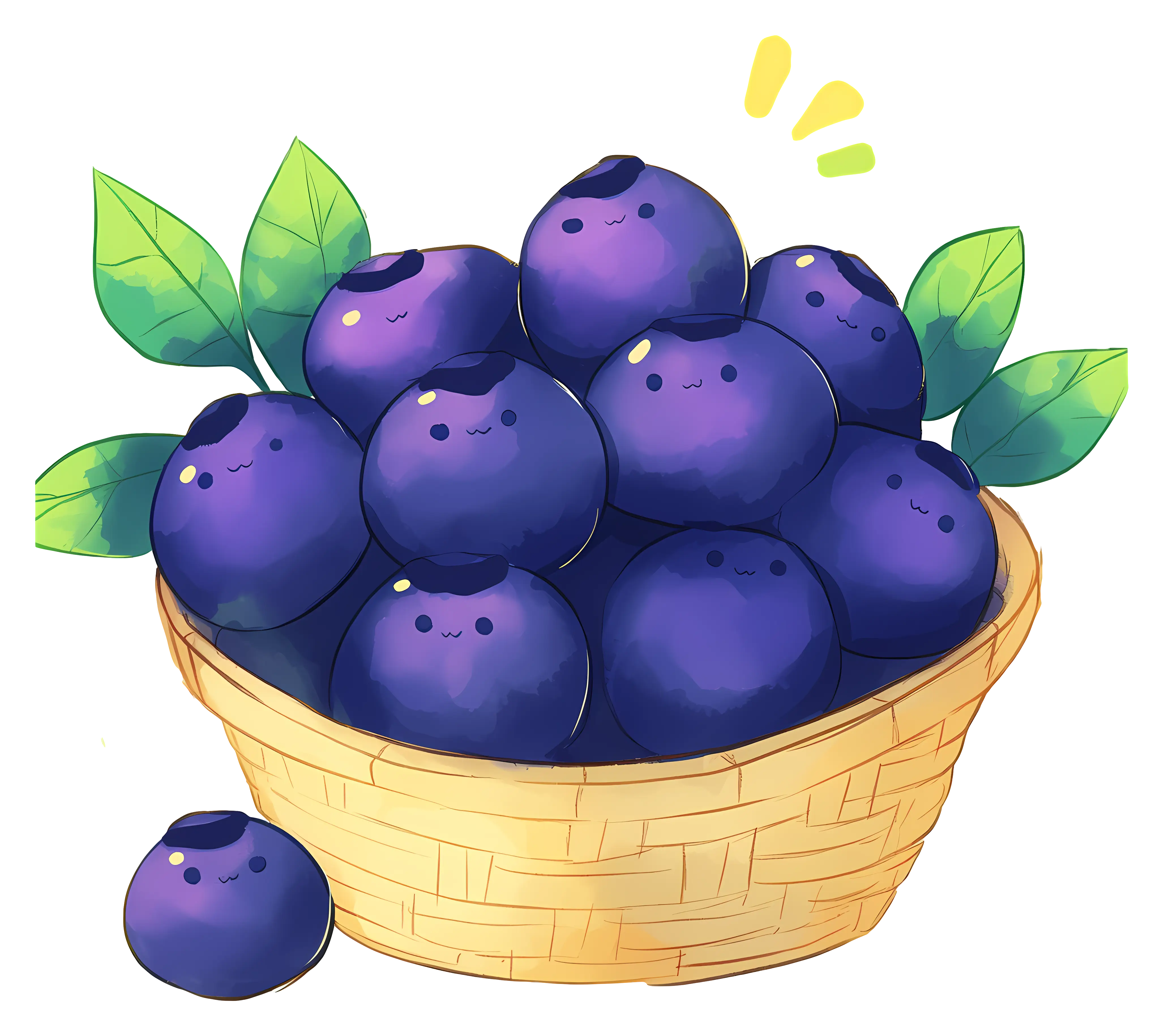 Adorable Blueberries in a Basket