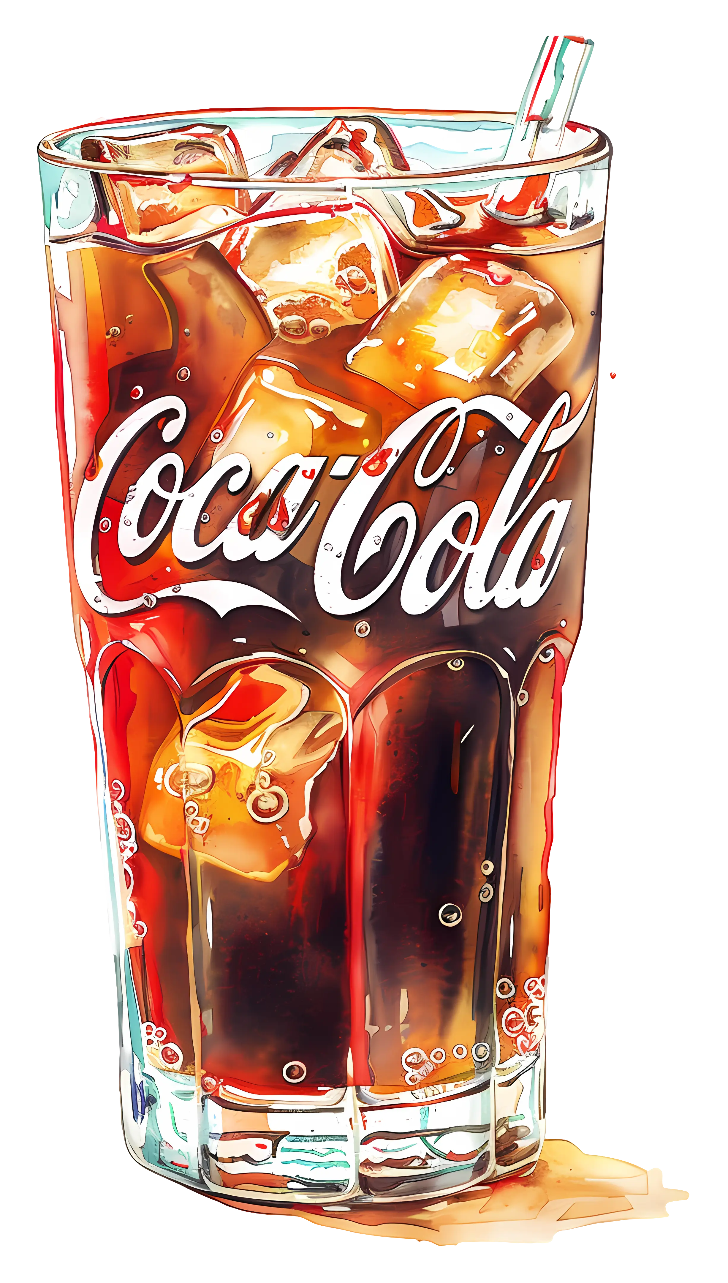 Refreshing Coca-Cola Glass with Ice