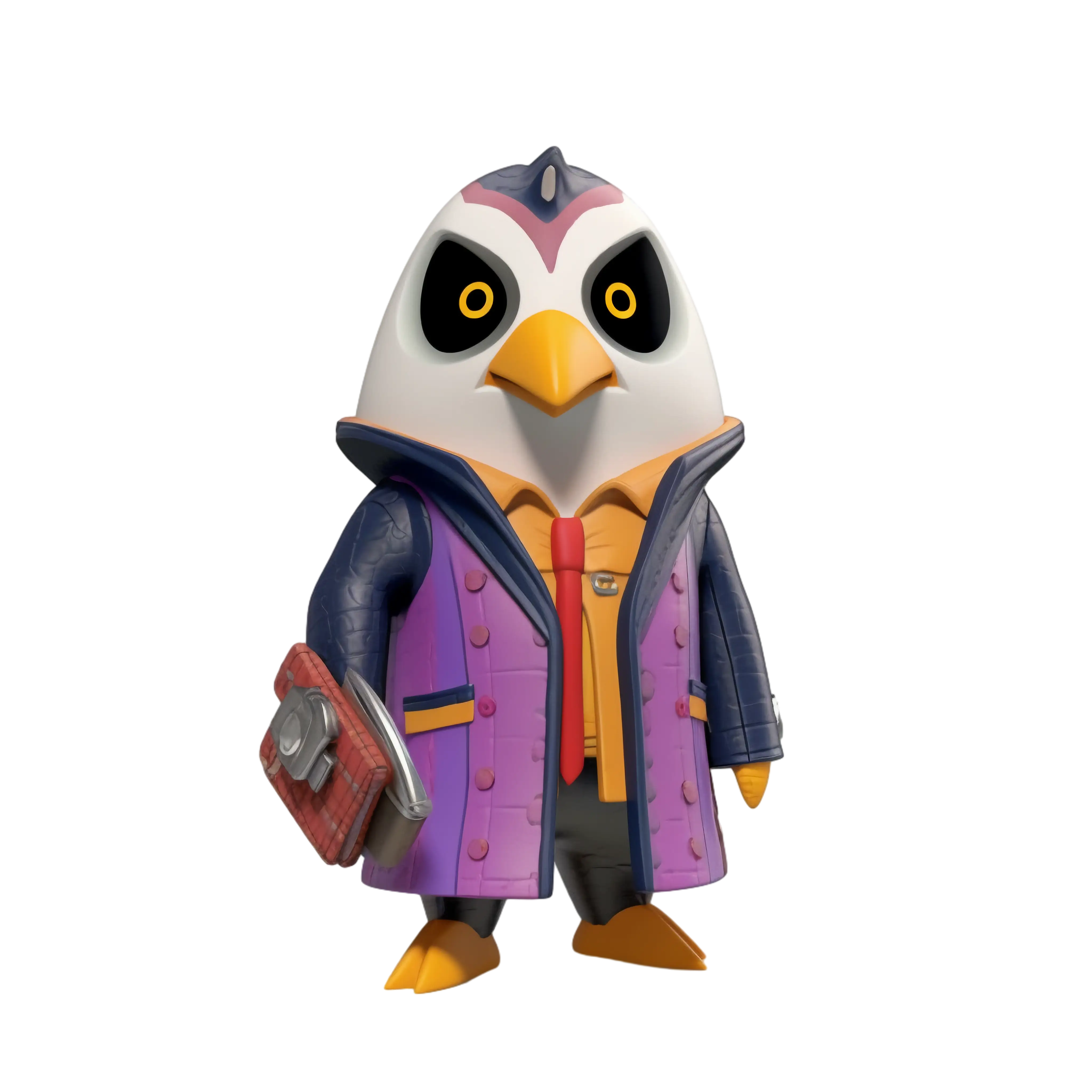 Cartoon Bird Character in Purple Coat