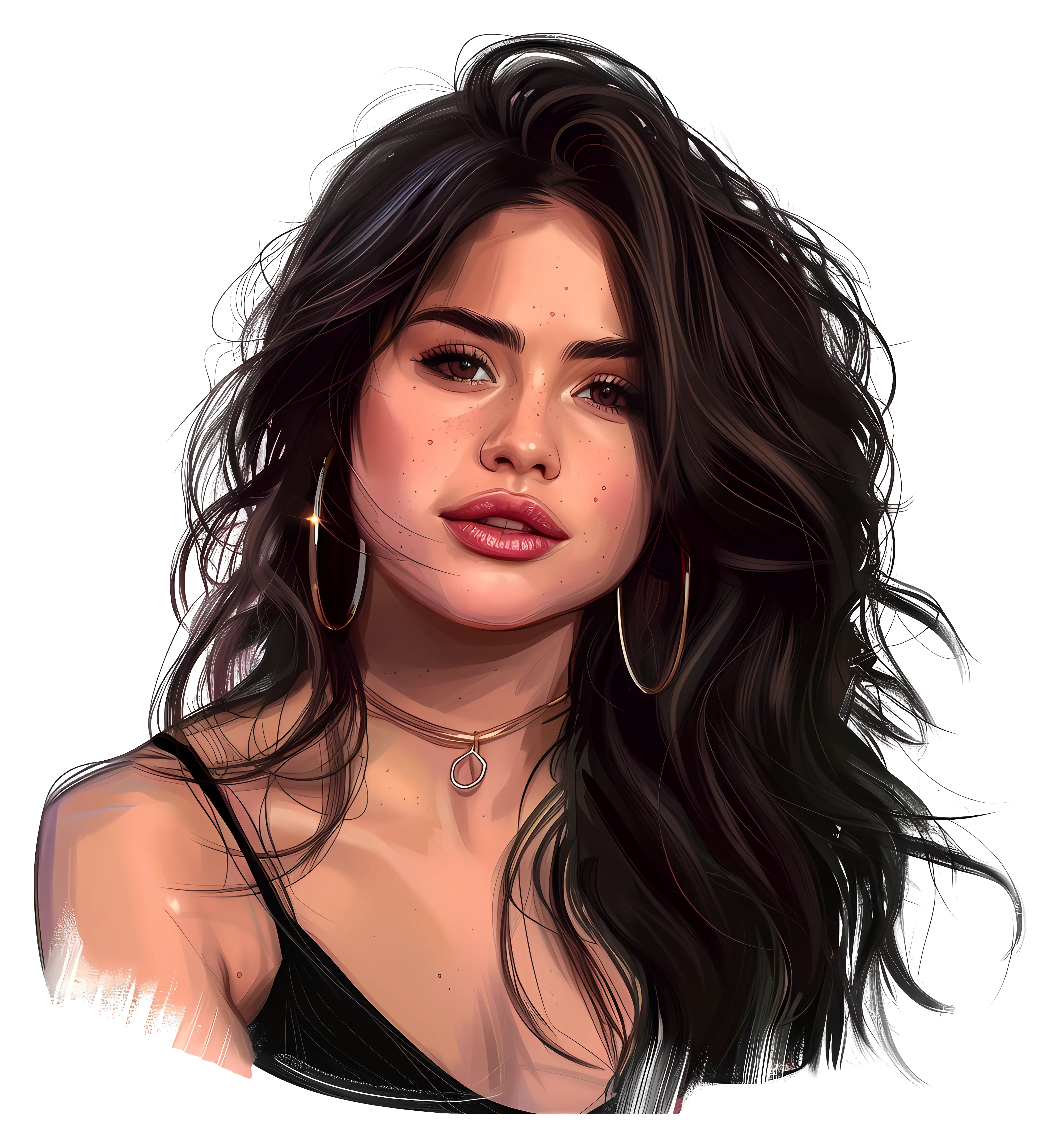 Woman with Long Black Hair Illustration