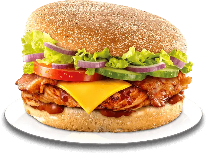 Chicken Burger with Cheese and Vegetables