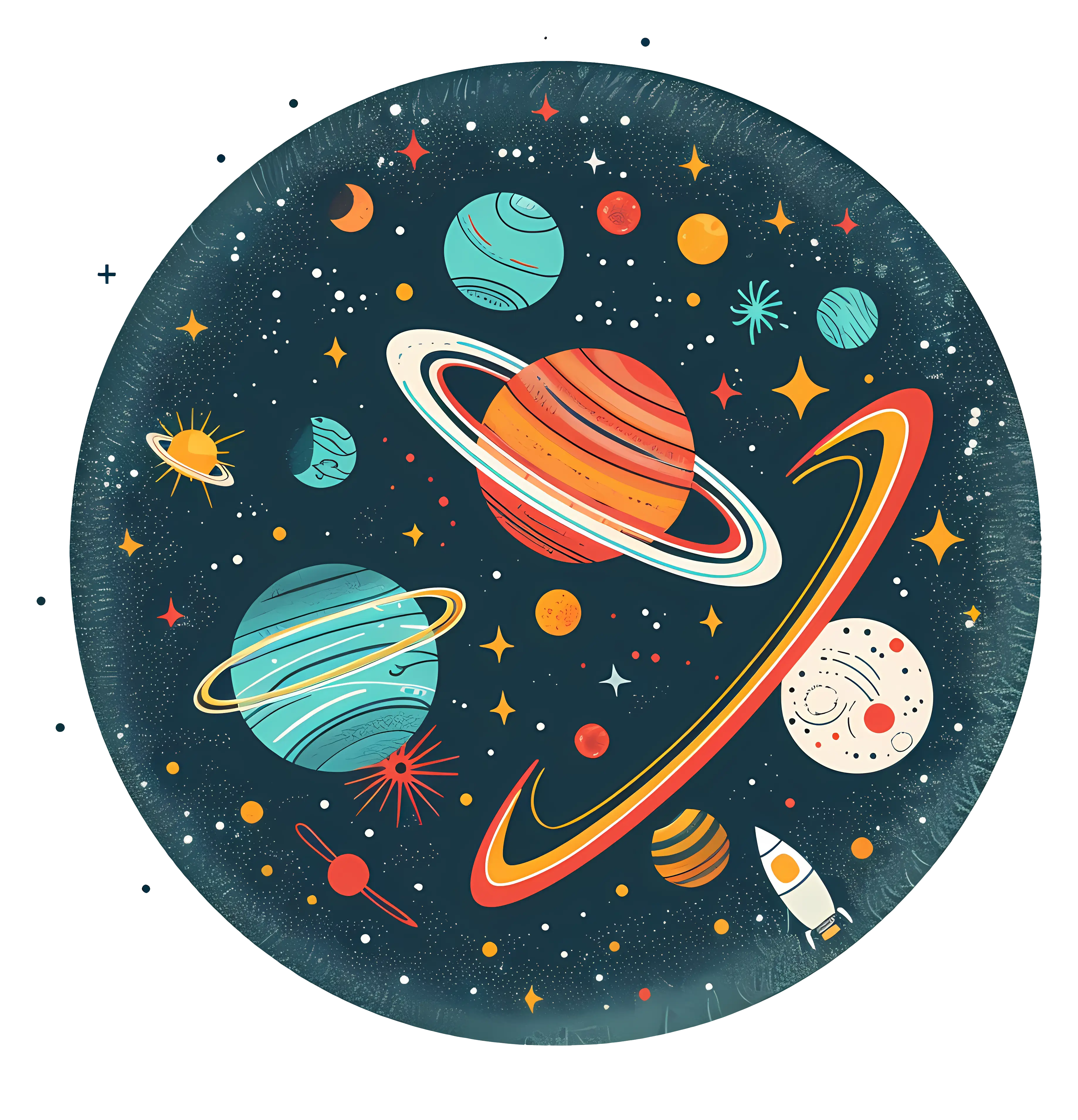 Colorful Planetarium Design with Space Objects