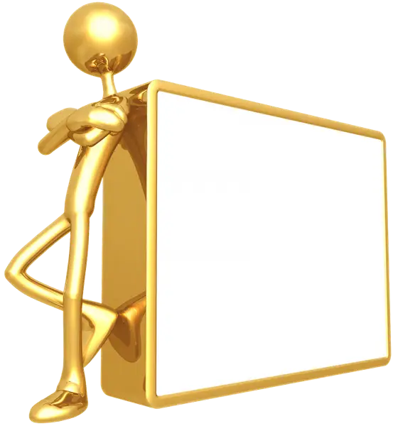 Golden Figure with Blank Sign