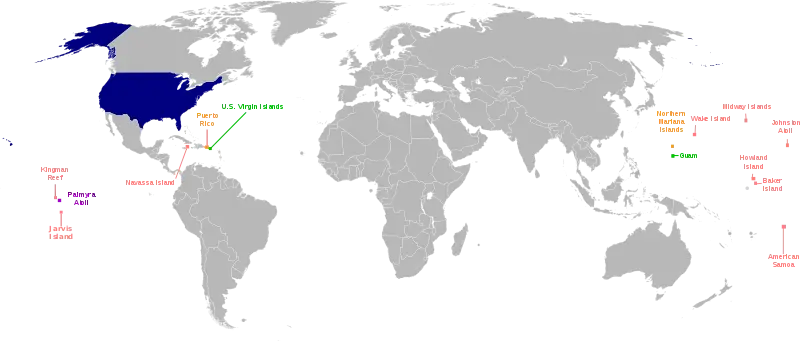World Map with Highlighted Regions