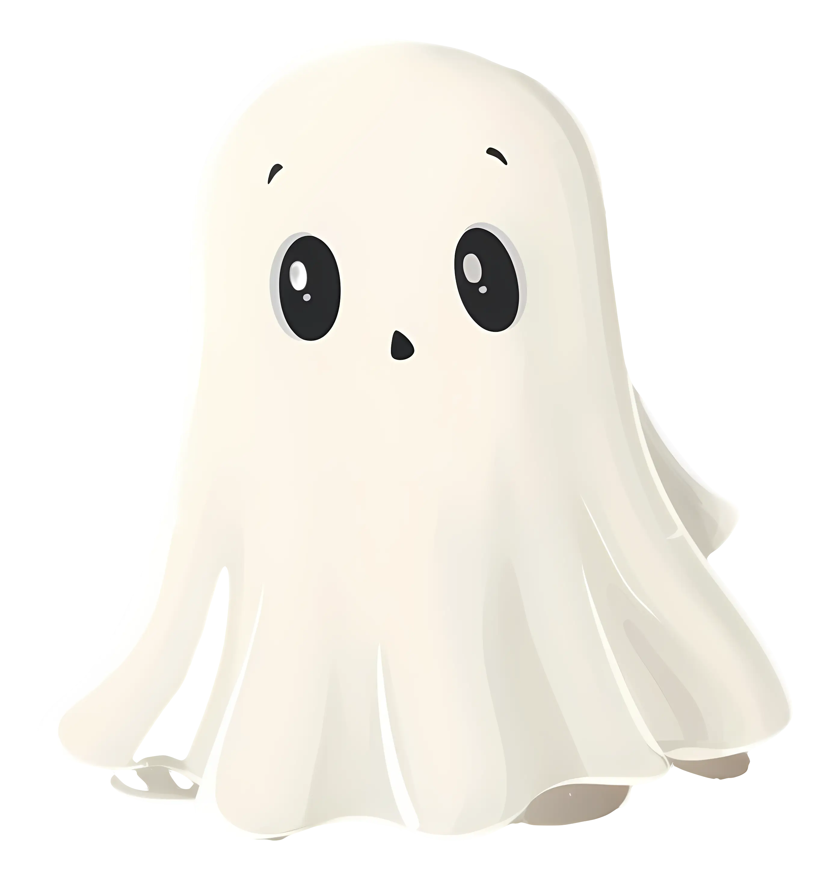 Cute White Cartoon Ghost Illustration