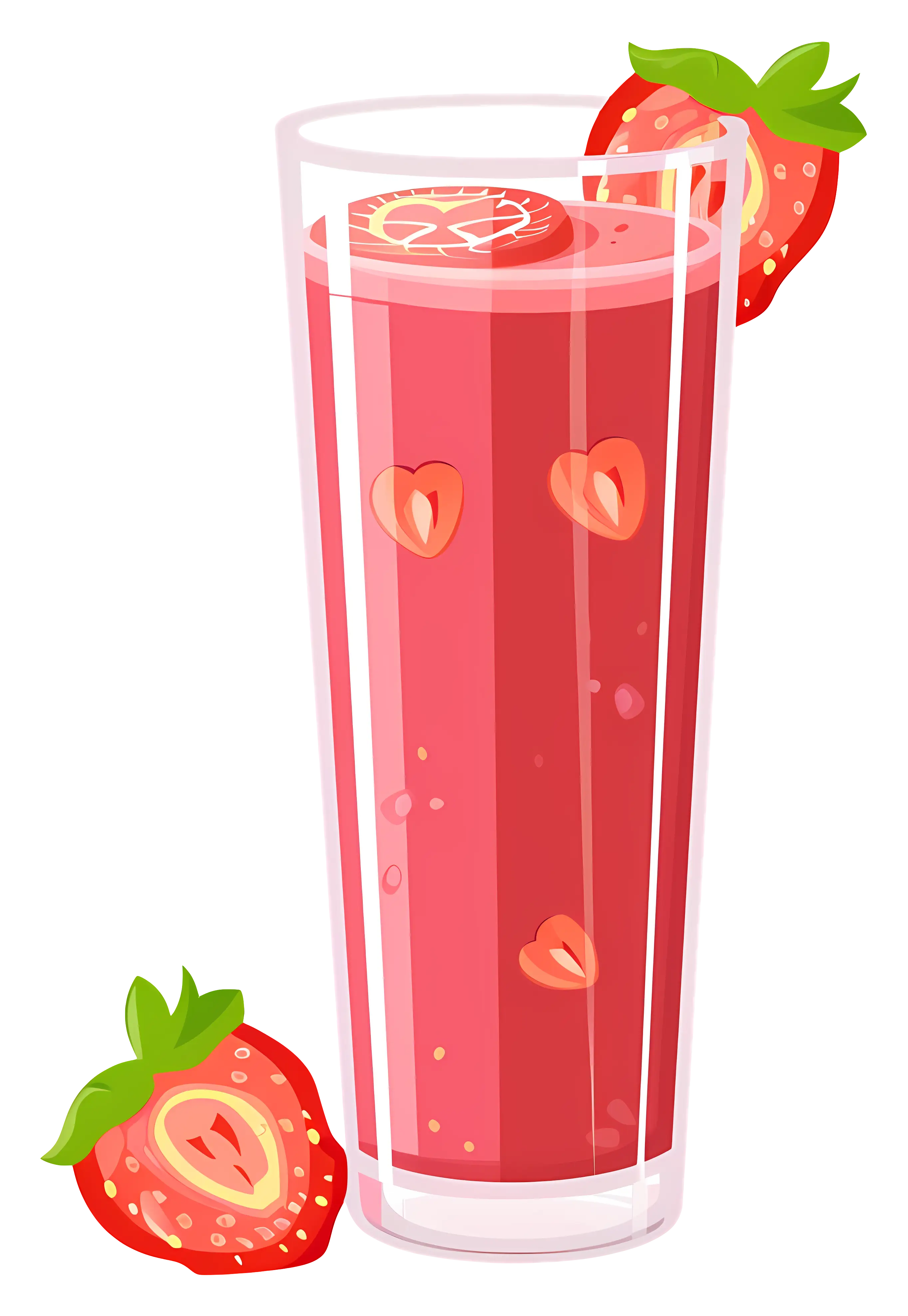 Glass of Strawberry Juice with Fresh Fruit