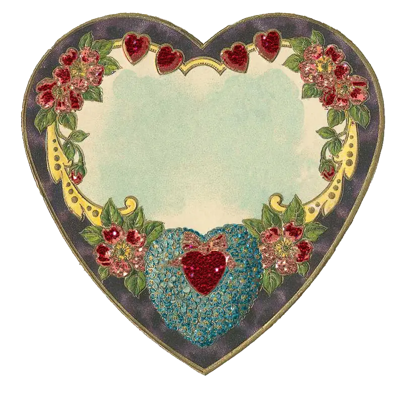 Vintage Heart Frame with Flowers