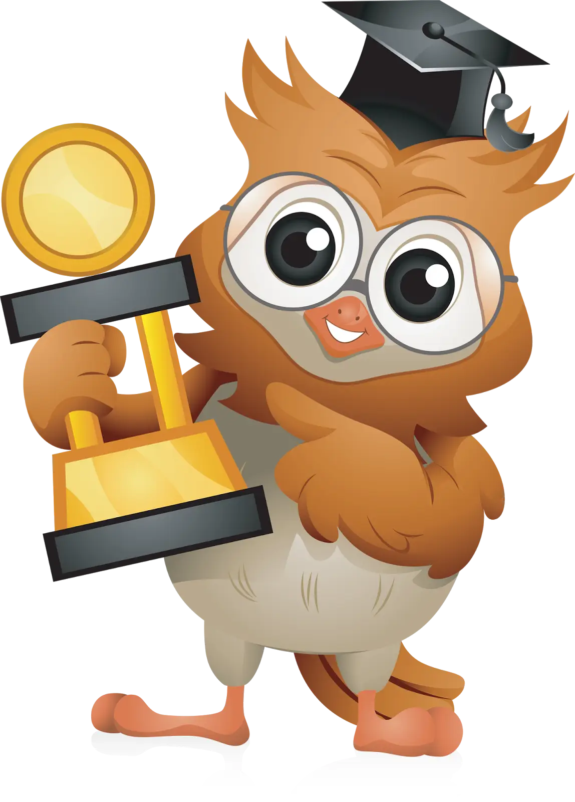 Cute Owl Holding Trophy