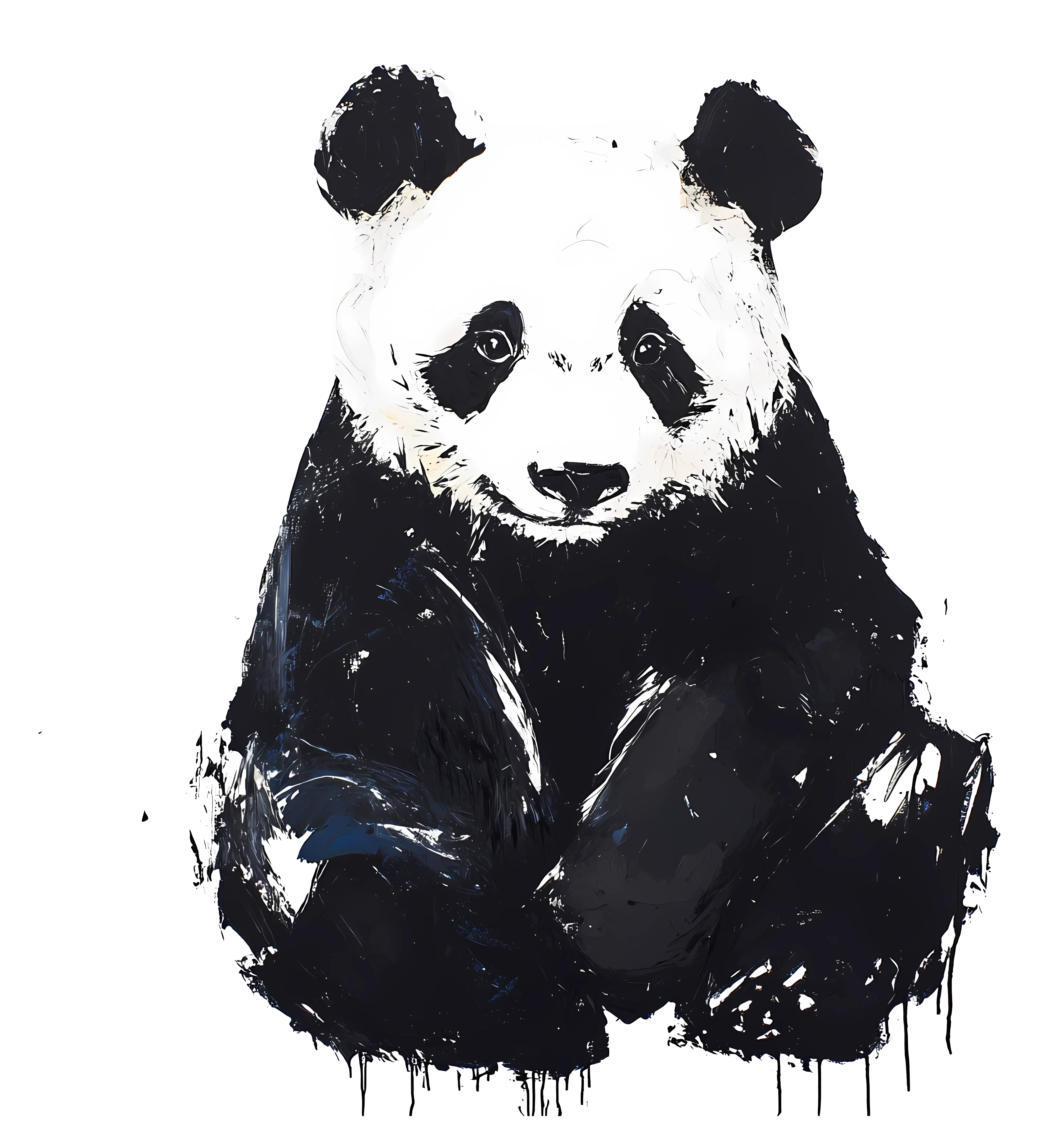 Panda in Black and White Artistic Style
