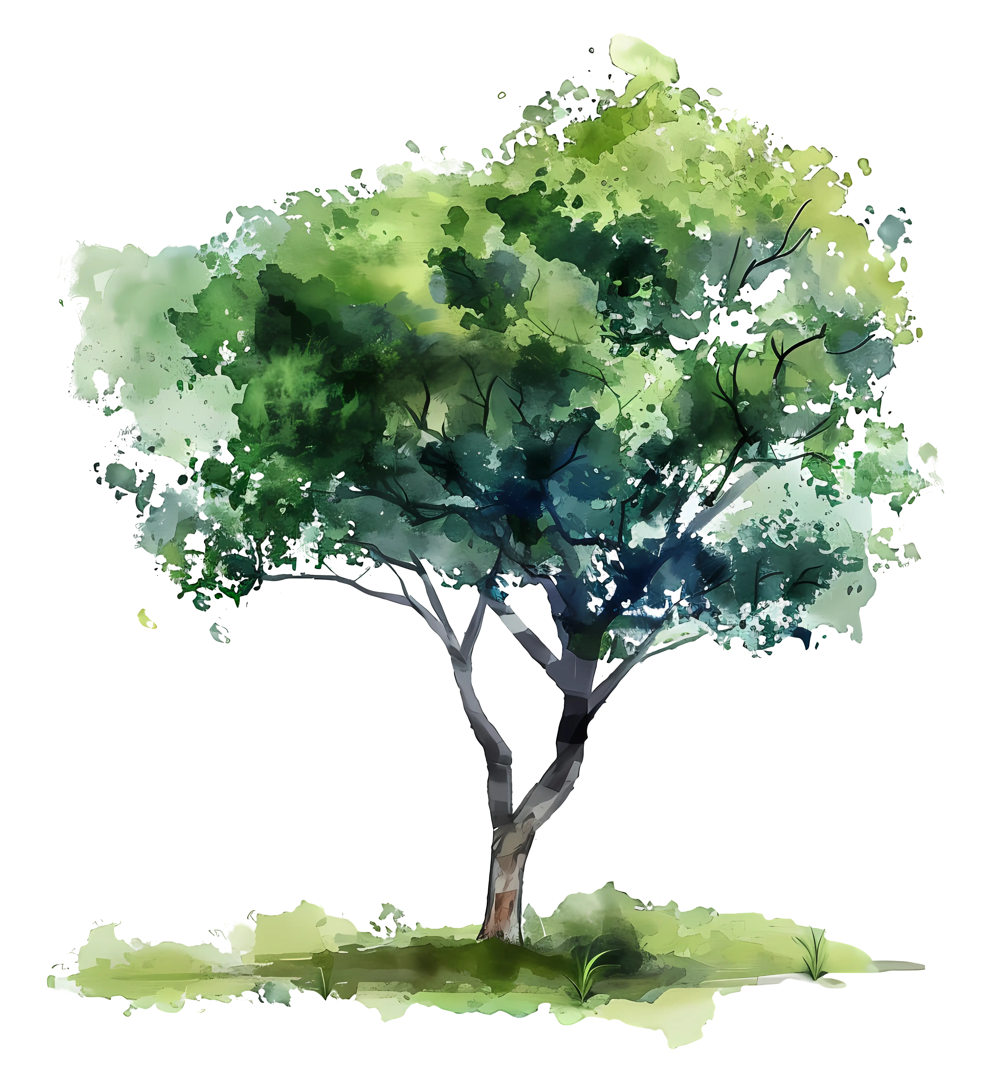 Watercolor Painting of a Tree