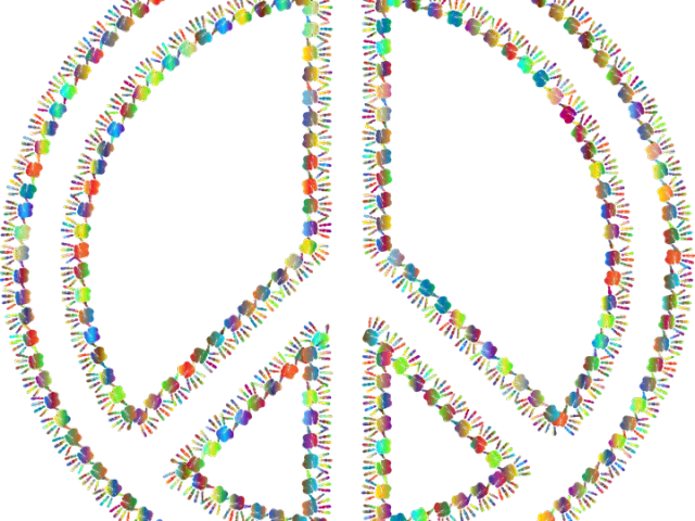 Peace Sign Made of Colorful Hands