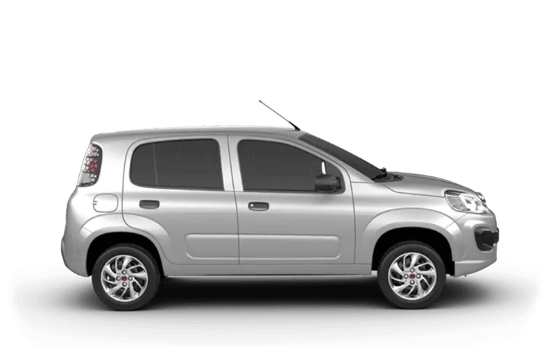 Side view of silver compact car