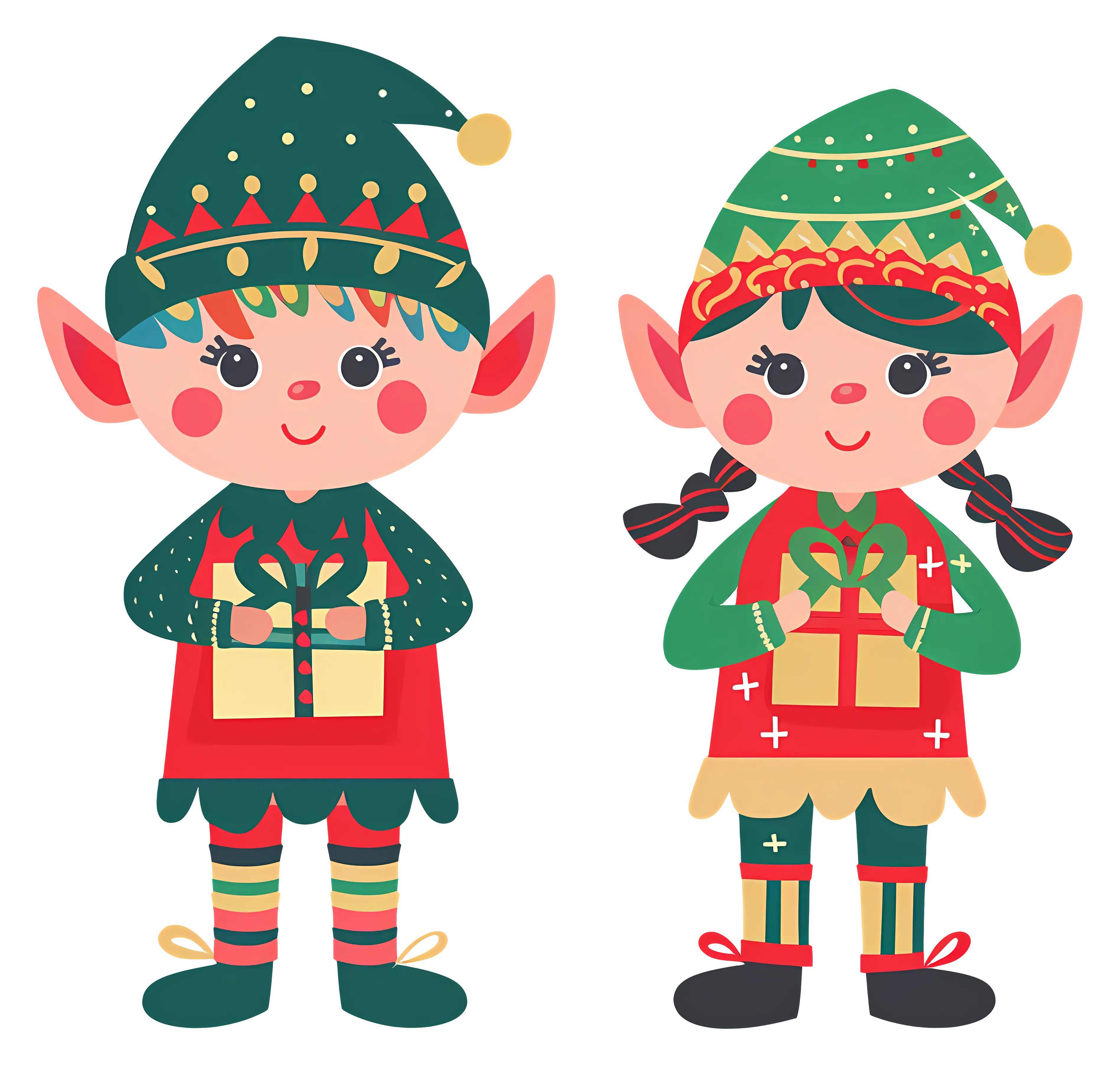 Christmas Elves with Gifts