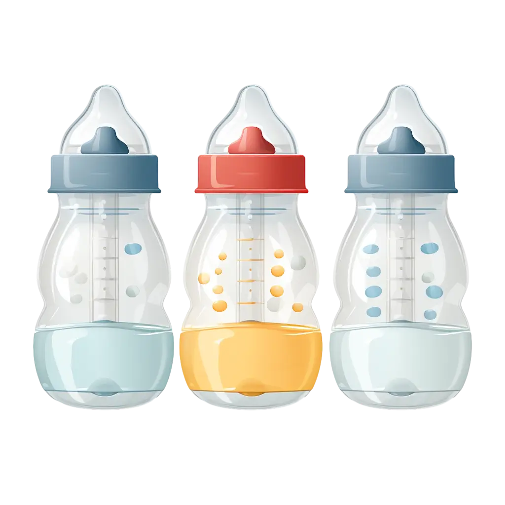 Set of Baby Bottles in Different Colors