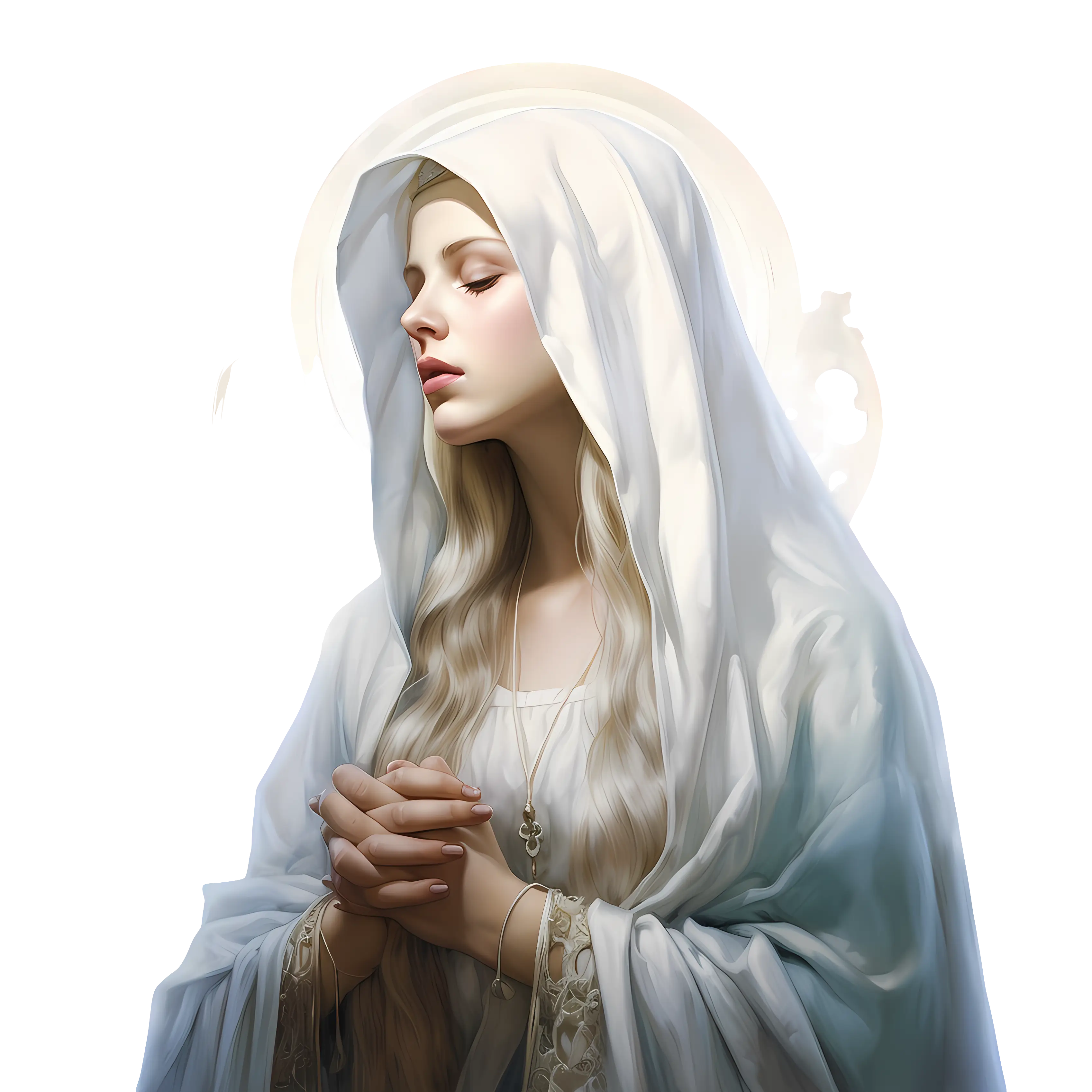 Praying Woman in White Robe